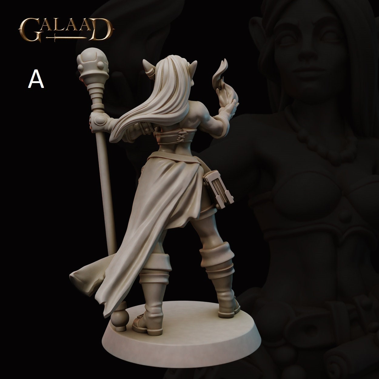 Battle Mage Miniature | Female/Elf/Human/Tiefling | Galaad Miniatures | Compatible with D&D/AoS | Fantasy | Tabletop RPG