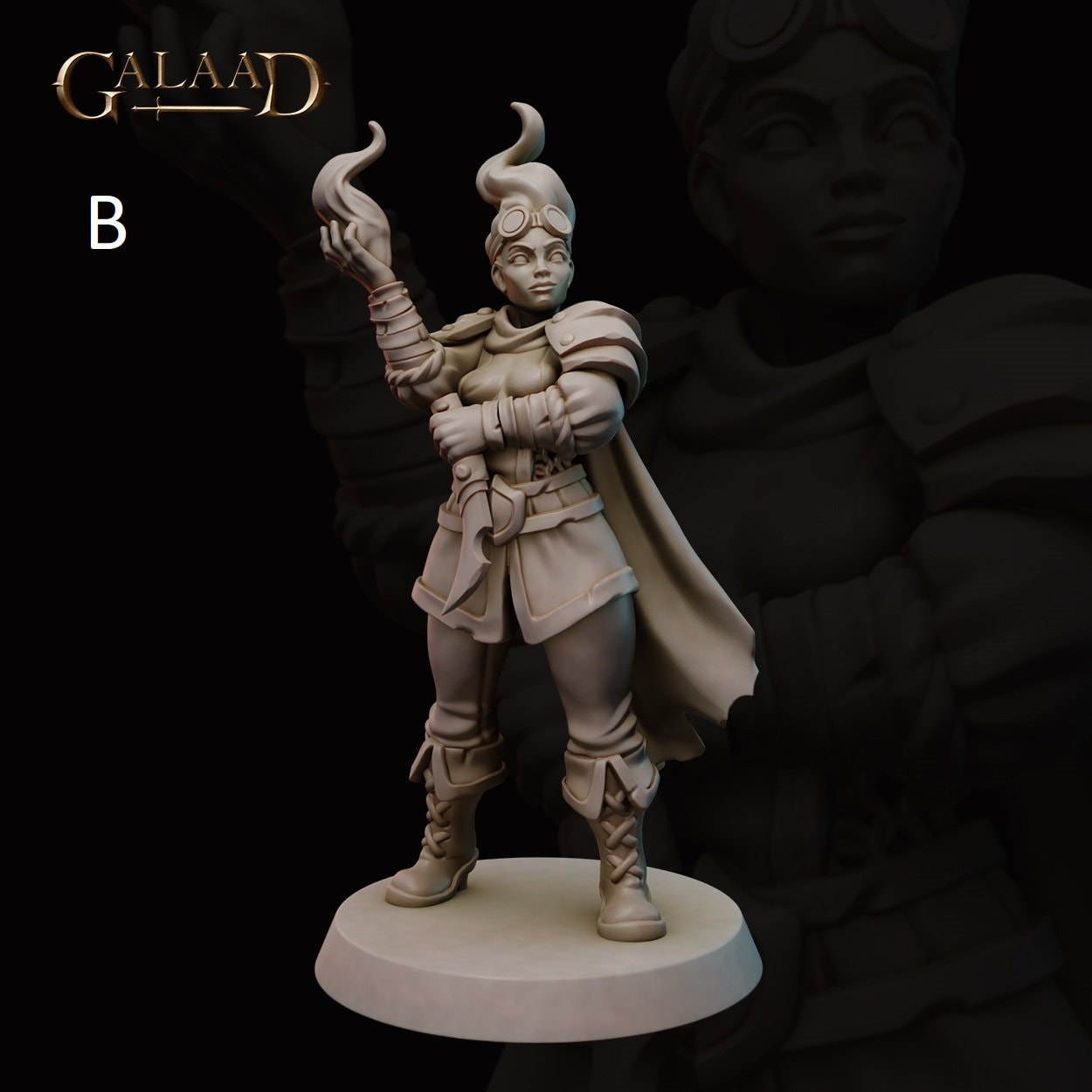 Battle Mage Miniature | Female/Elf/Human/Tiefling | Galaad Miniatures | Compatible with D&D/AoS | Fantasy | Tabletop RPG