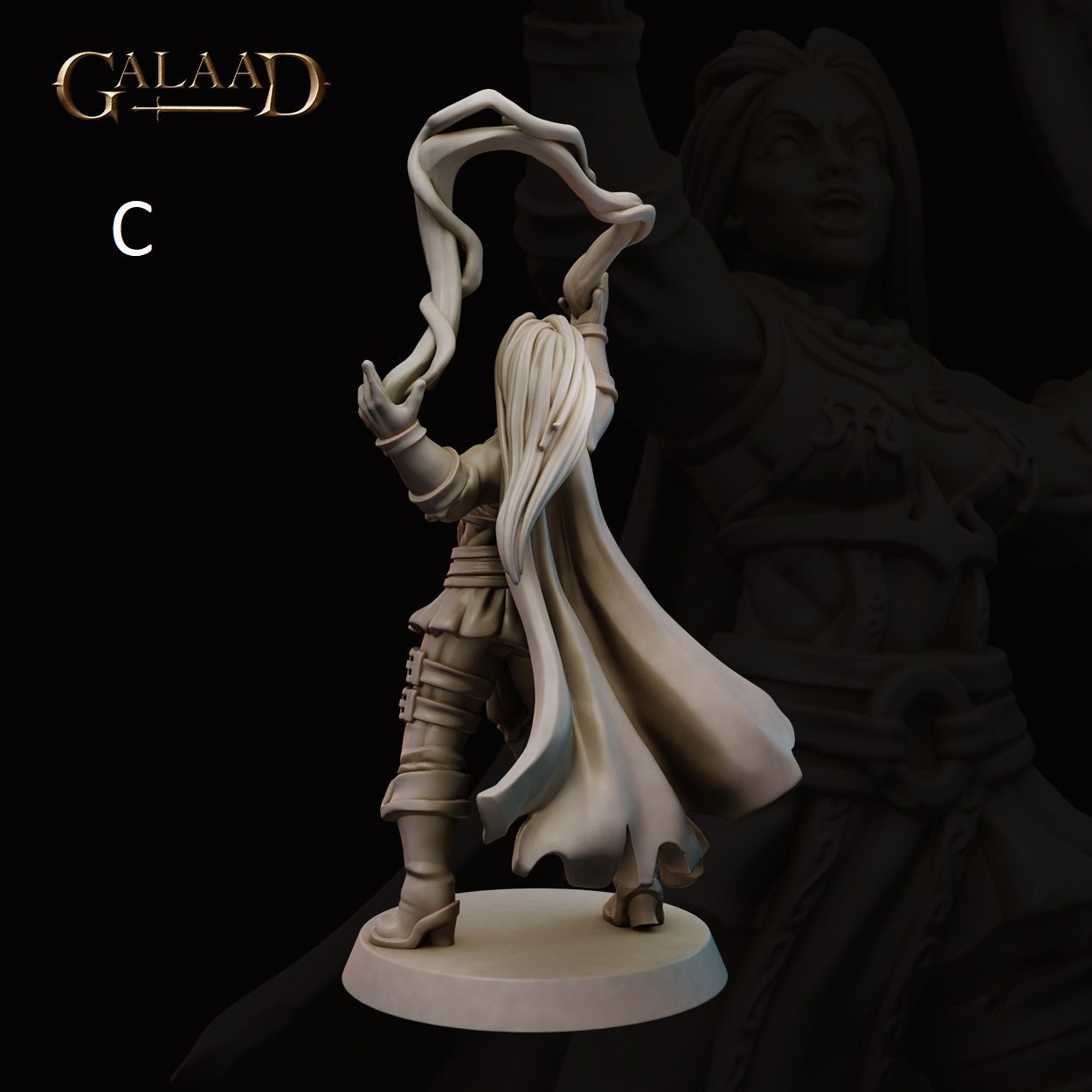 Battle Mage Miniature | Female/Elf/Human/Tiefling | Galaad Miniatures | Compatible with D&D/AoS | Fantasy | Tabletop RPG
