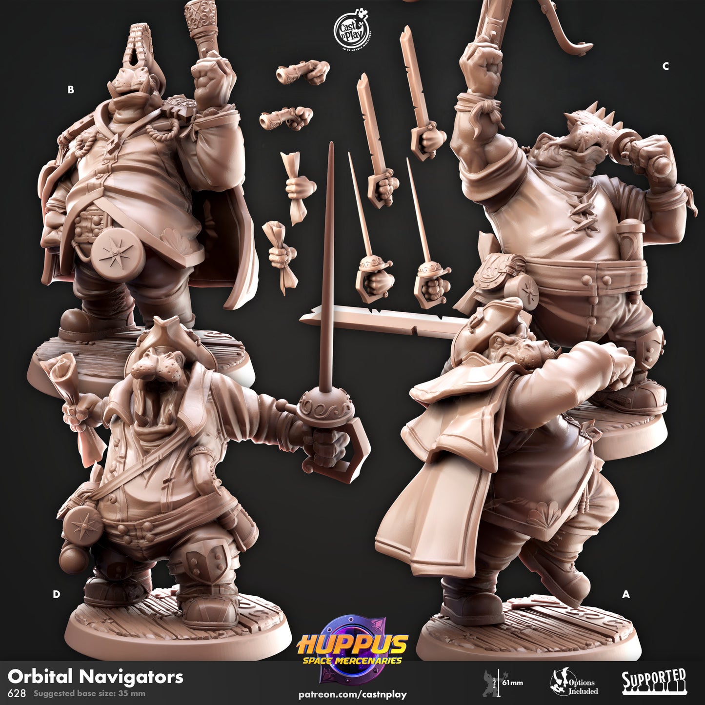Huppus Space Mercenaries | Giff Spelljammer | Paladin/Monk/Alchemist/Monk/| CastnPlay | Compatible with D&D/AoS | Fantasy - Tabletop RPG
