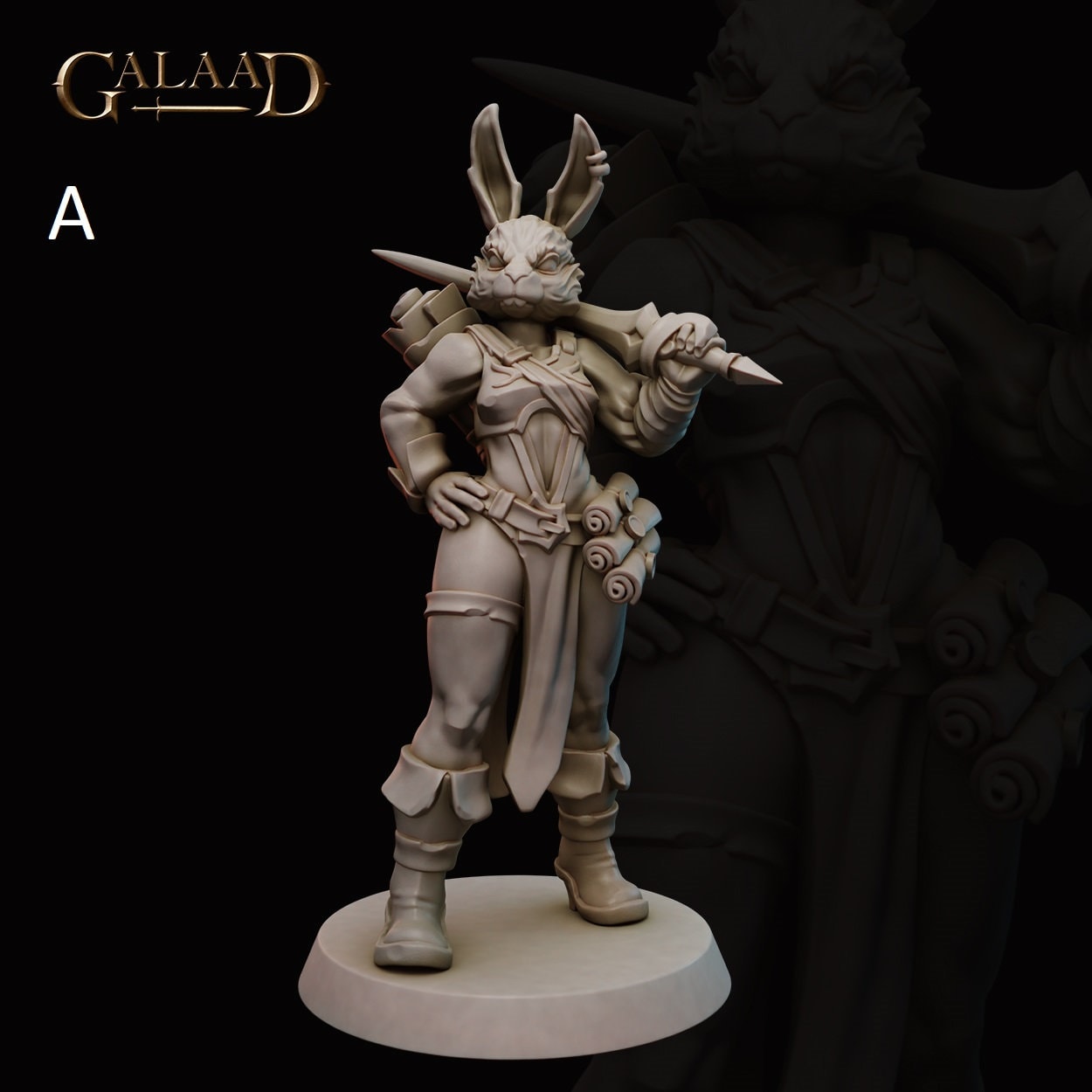 Adventurer | Rabbit/Female Human | Galaad Miniatures | Compatible with D&D/AoS | Fantasy | Tabletop RPG