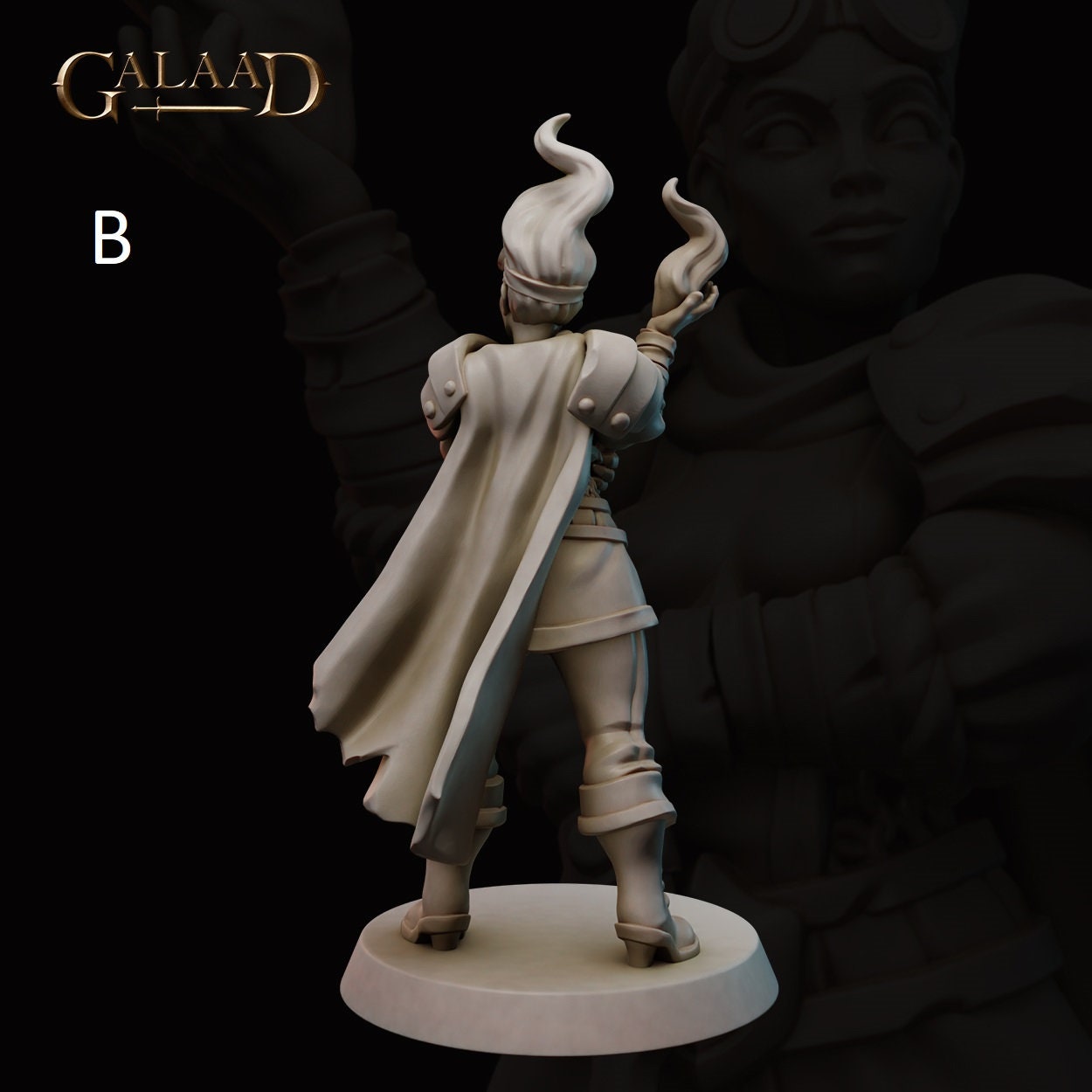 Battle Mage Miniature | Female/Elf/Human/Tiefling | Galaad Miniatures | Compatible with D&D/AoS | Fantasy | Tabletop RPG