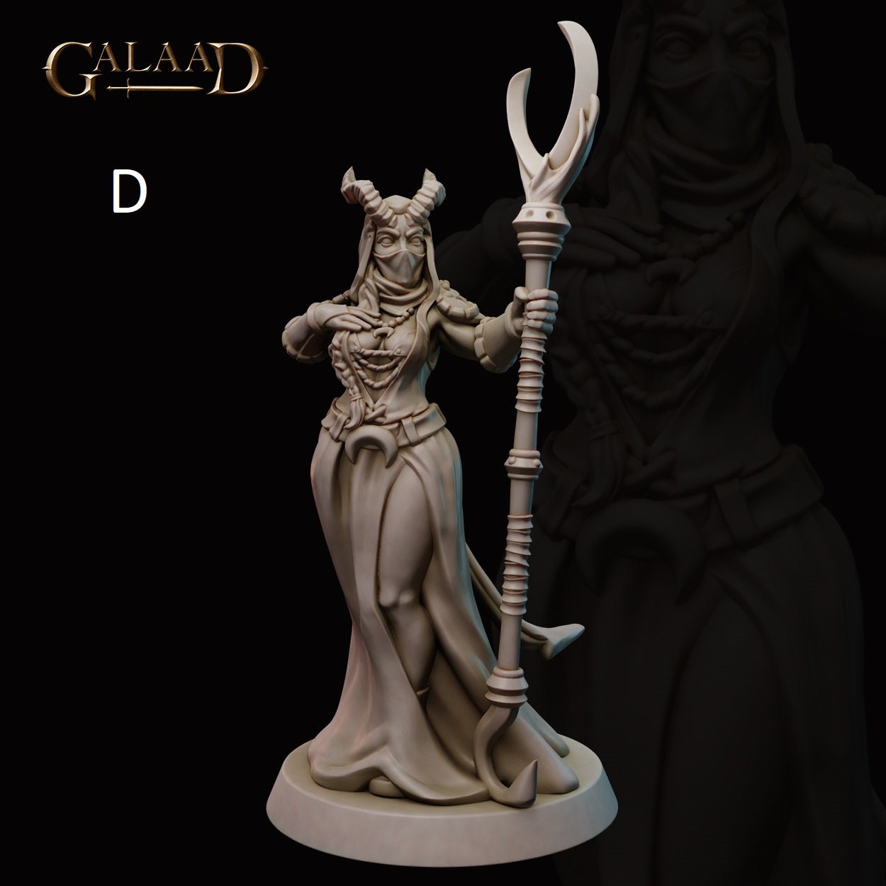 Battle Mage Miniature | Female/Elf/Human/Tiefling | Galaad Miniatures | Compatible with D&D/AoS | Fantasy | Tabletop RPG