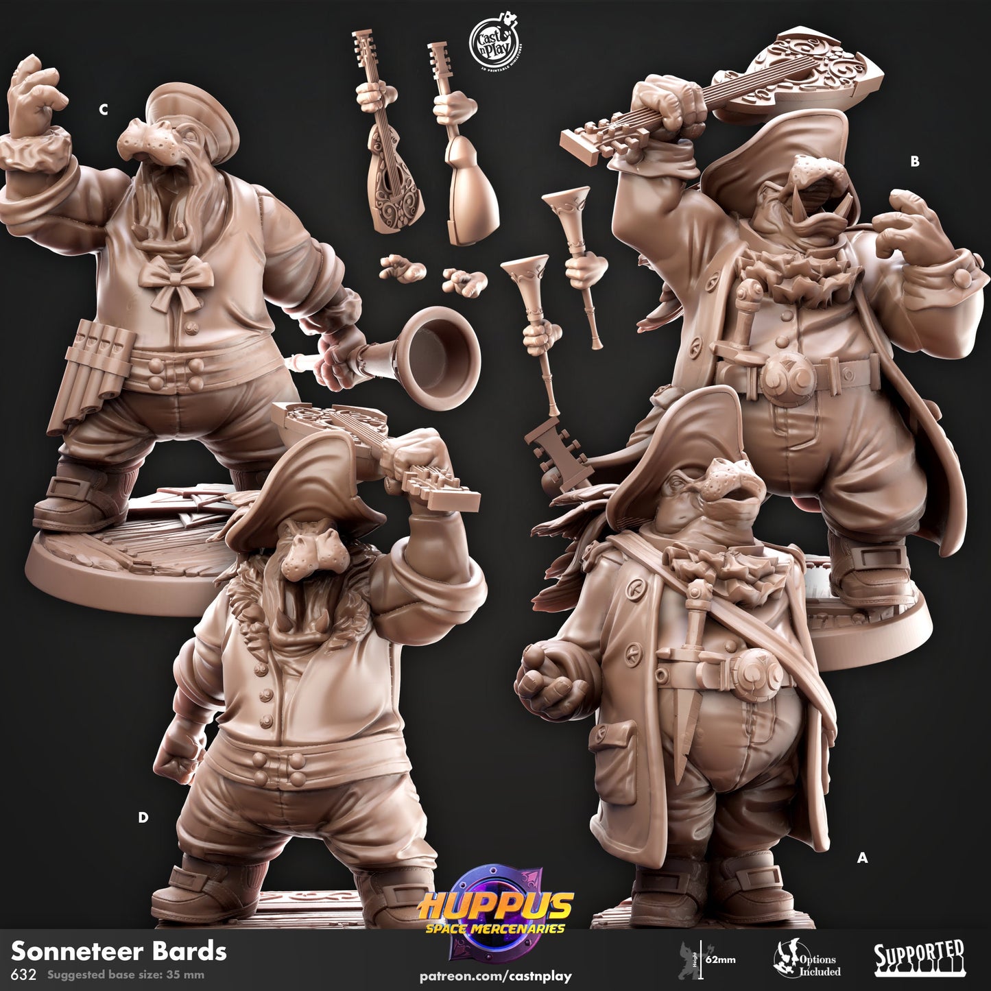 Huppus Space Mercenaries | Giff Spelljammer | Paladin/Monk/Alchemist/Monk/| CastnPlay | Compatible with D&D/AoS | Fantasy - Tabletop RPG