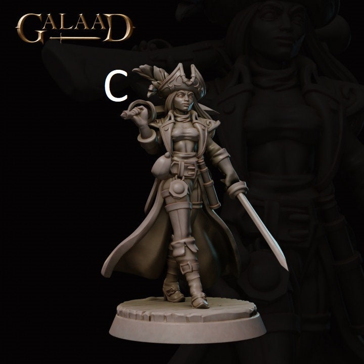 Pirate | Male/Female | Galaad Miniatures | Compatible with D&D/AoS | Fantasy | Tabletop RPG