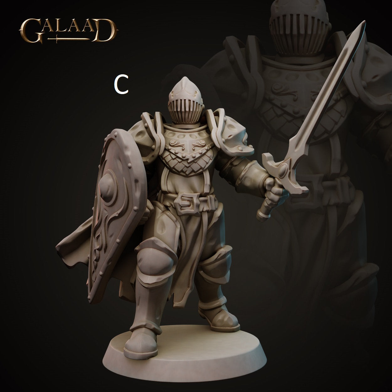 Knight | Human/Dragonborn | Galaad Miniatures | Compatible with D&D/AoS | Fantasy | Tabletop RPG