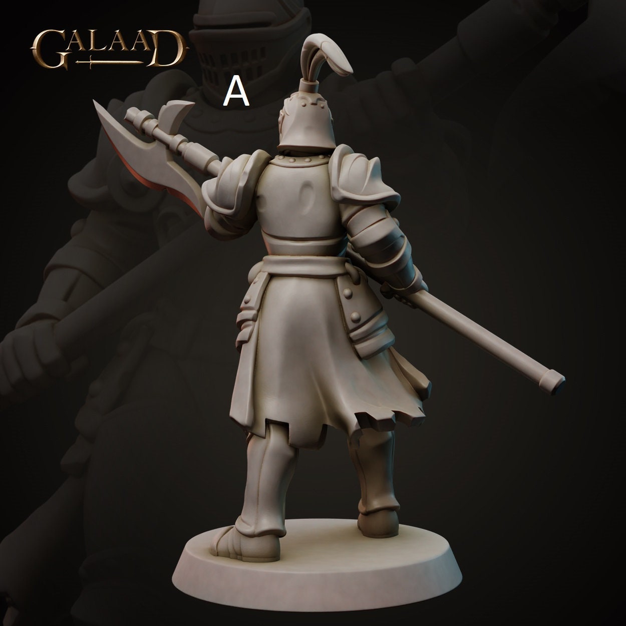 Spear/Halberd Knight | Human/Dragonborn | Galaad Miniatures | Compatible with D&D/AoS | Fantasy | Tabletop RPG