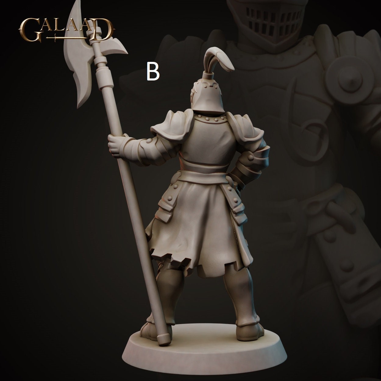 Spear/Halberd Knight | Human/Dragonborn | Galaad Miniatures | Compatible with D&D/AoS | Fantasy | Tabletop RPG
