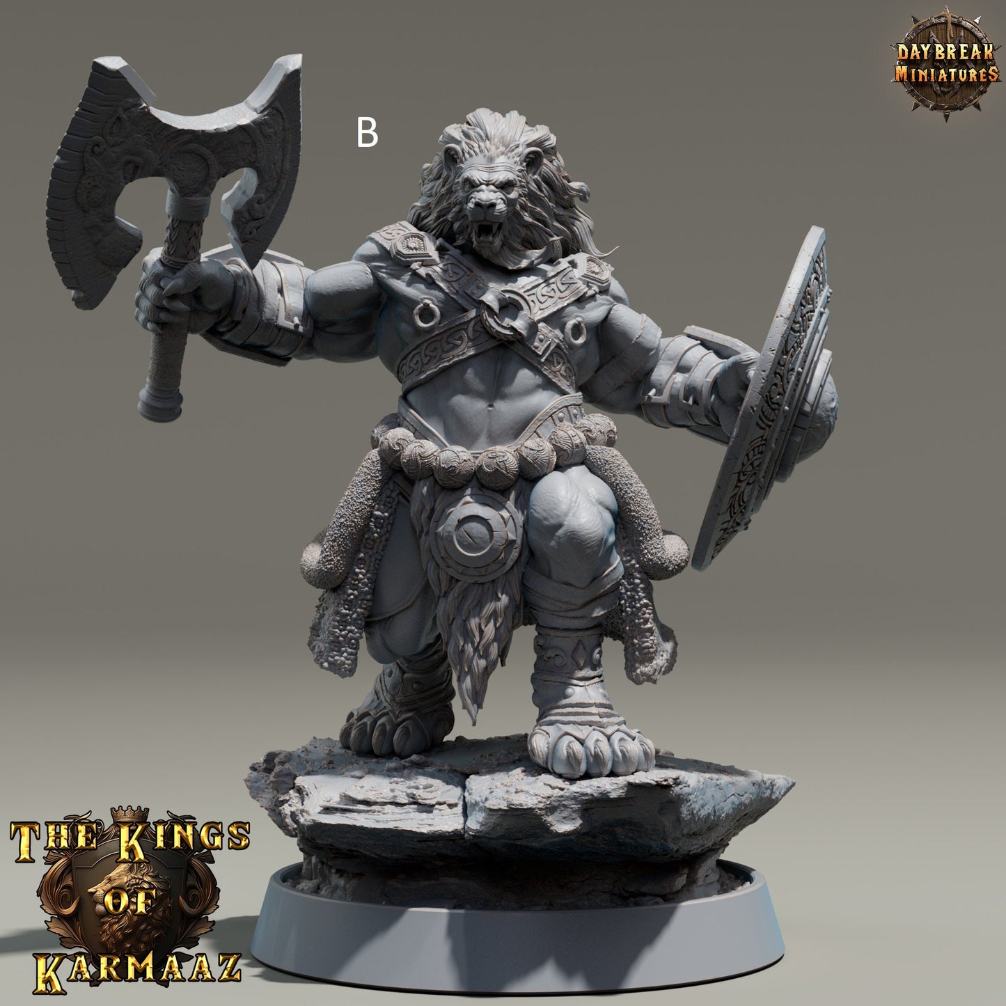 The Kings of Karmaaz | DayBreak Miniatures | Warrior/Fighter | Sword and Shield | Compatible with D&D/AOS | Fantasy - Tabletop RPG