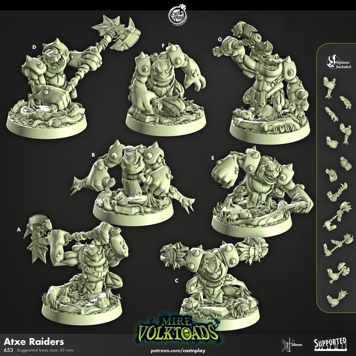 Mire Volk Toads | Warrior/Ranged | CastnPlay | Compatible with D&D/AoS | Fantasy | Tabletop RPG