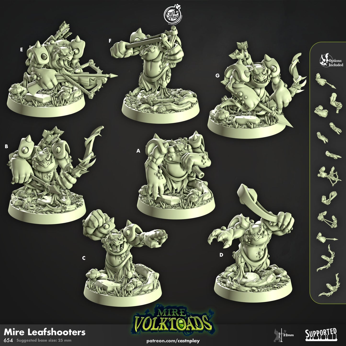 Mire Volk Toads | Warrior/Ranged | CastnPlay | Compatible with D&D/AoS | Fantasy | Tabletop RPG
