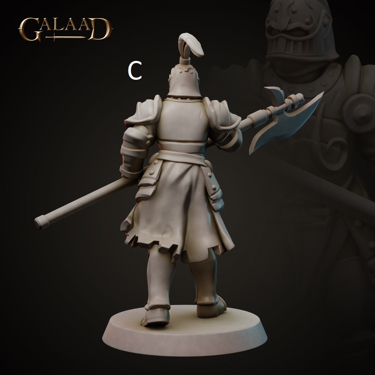 Spear/Halberd Knight | Human/Dragonborn | Galaad Miniatures | Compatible with D&D/AoS | Fantasy | Tabletop RPG