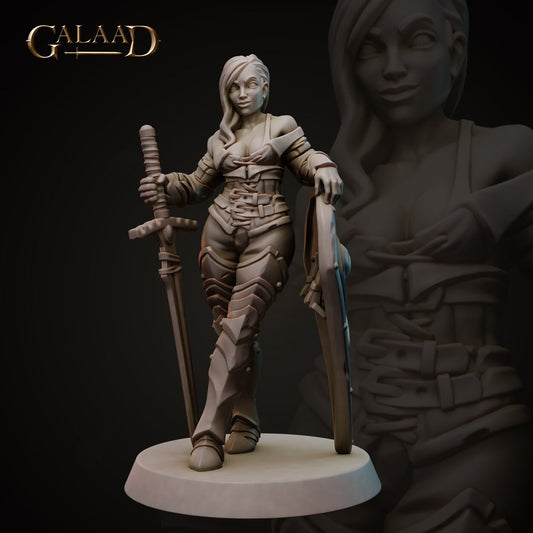Female Knight | Human | Galaad Miniatures | Compatible with D&D/AoS | Fantasy | Tabletop RPG