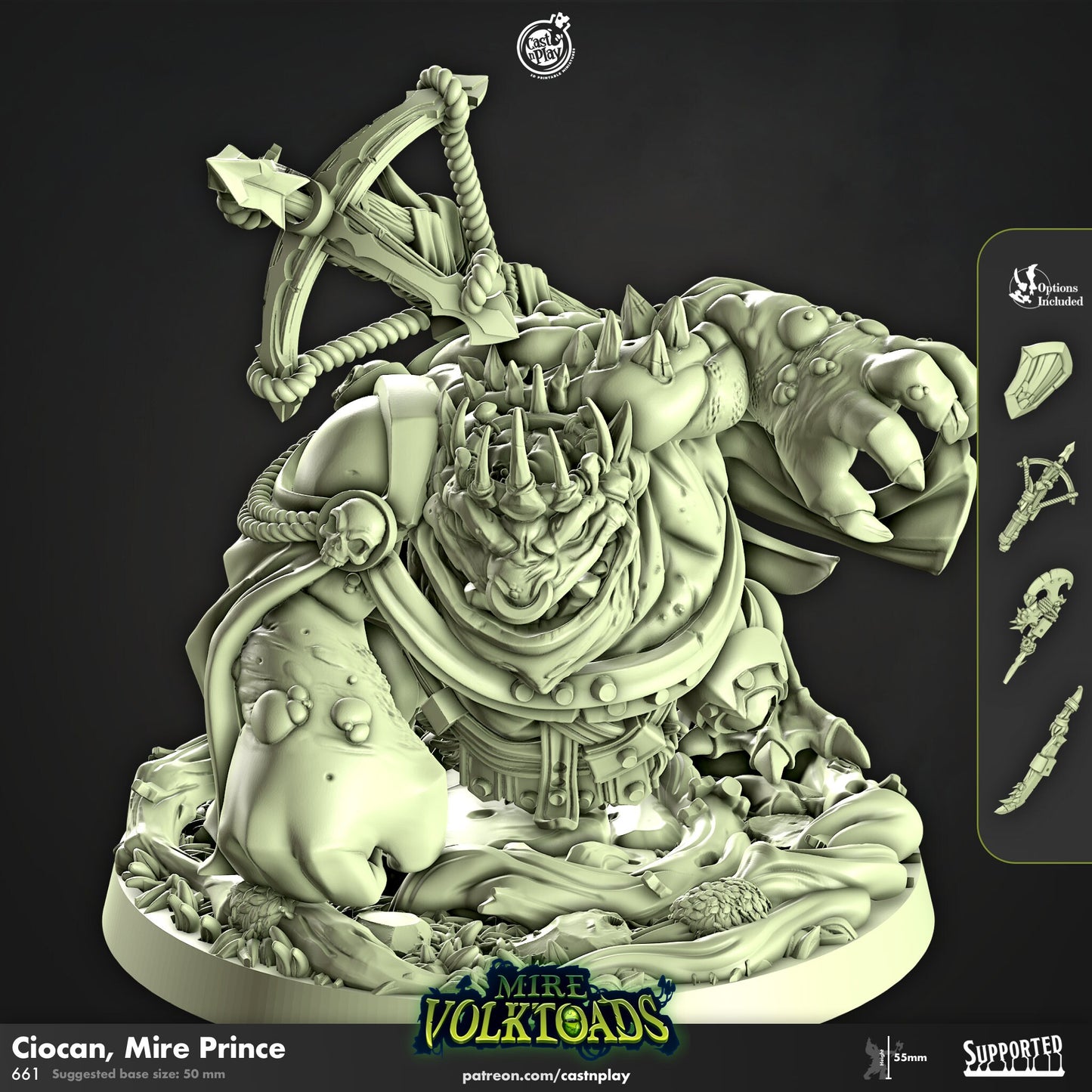 Mire Volk Toads | Ciocan, Mire Prince | CastnPlay | Compatible with D&D/AoS | Fantasy | Tabletop RPG