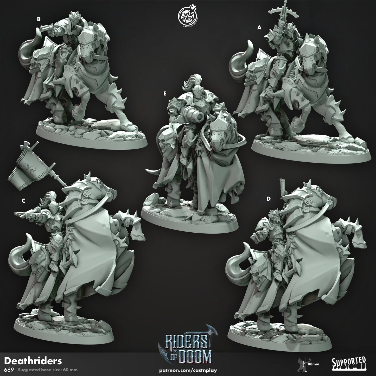 Death Riders | Mounted Knight | CastnPlay (Riders of Doom) | Compatible with D&D/AoS | Fantasy