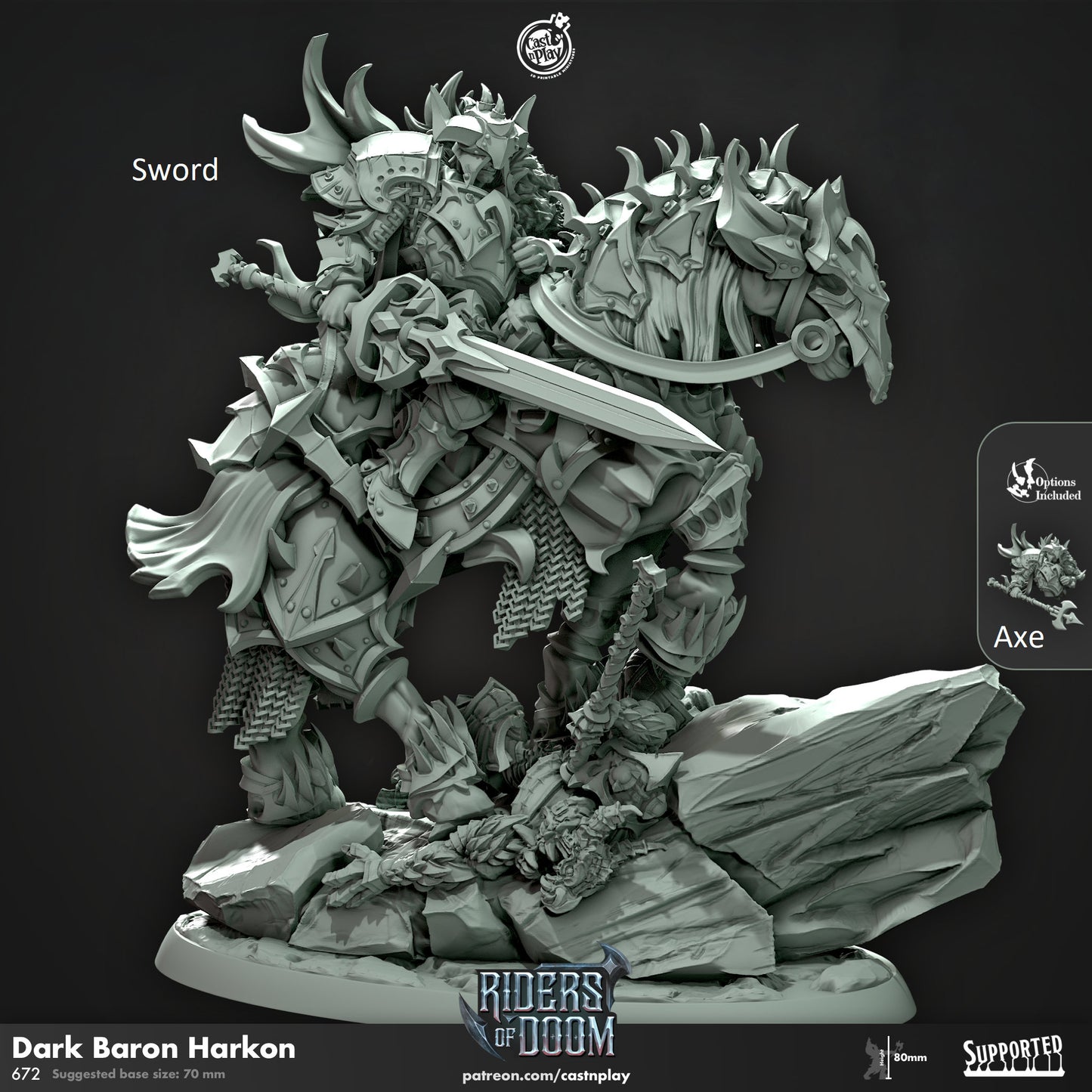 Dark Baron Harkon | Mounted Lord | CastnPlay (Riders of Doom) | Compatible with D&D/AoS | Fantasy
