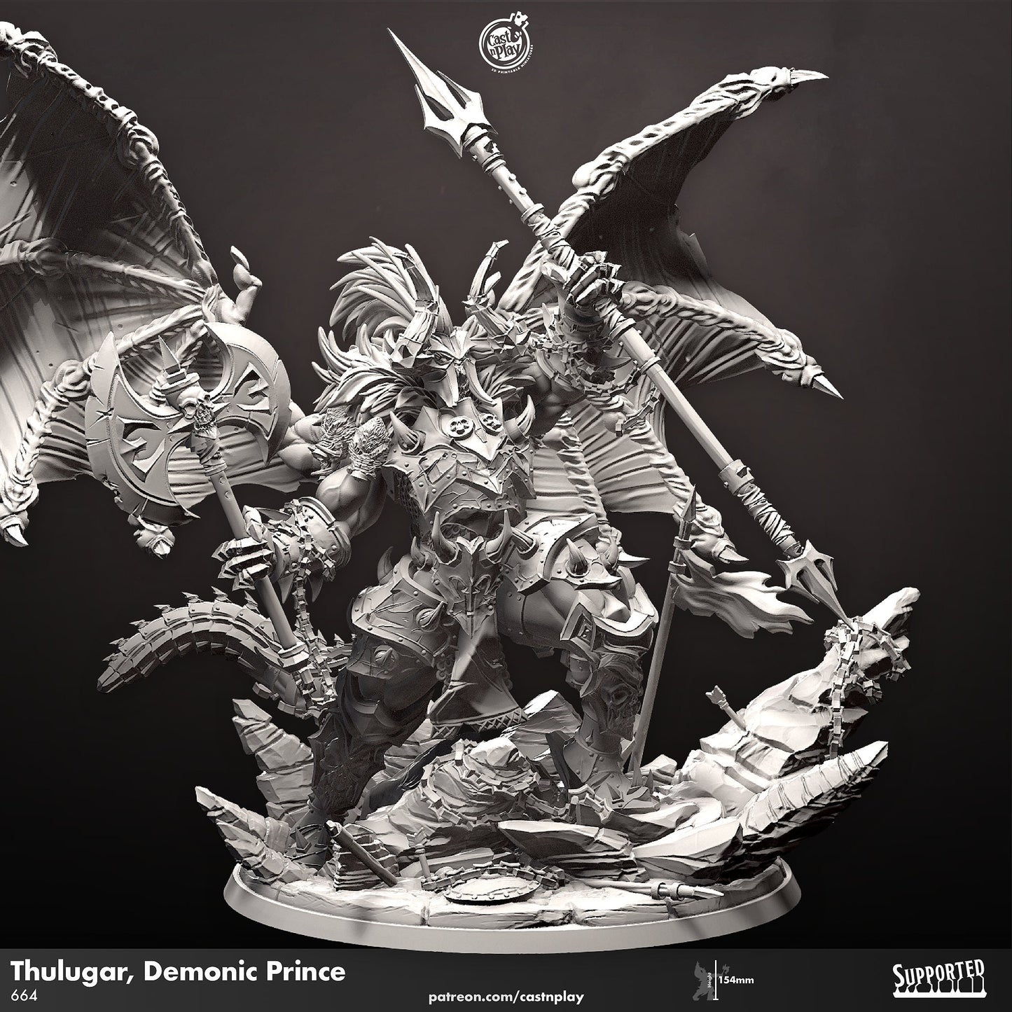 Demonic Prince Thulugar | CastnPlay | Compatible with D&D/AoS | Fantasy | Tabletop RPG