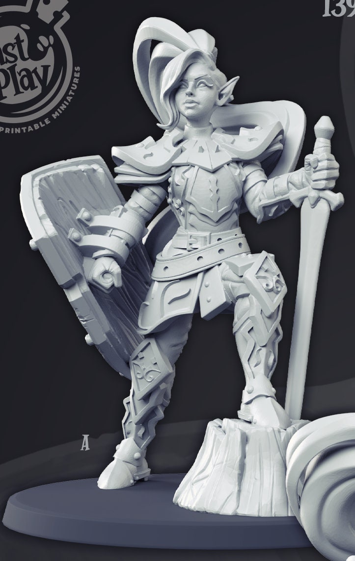 Female Elf Warrior Miniature | CastnPlay | Compatible with D&D/AoS | Fantasy