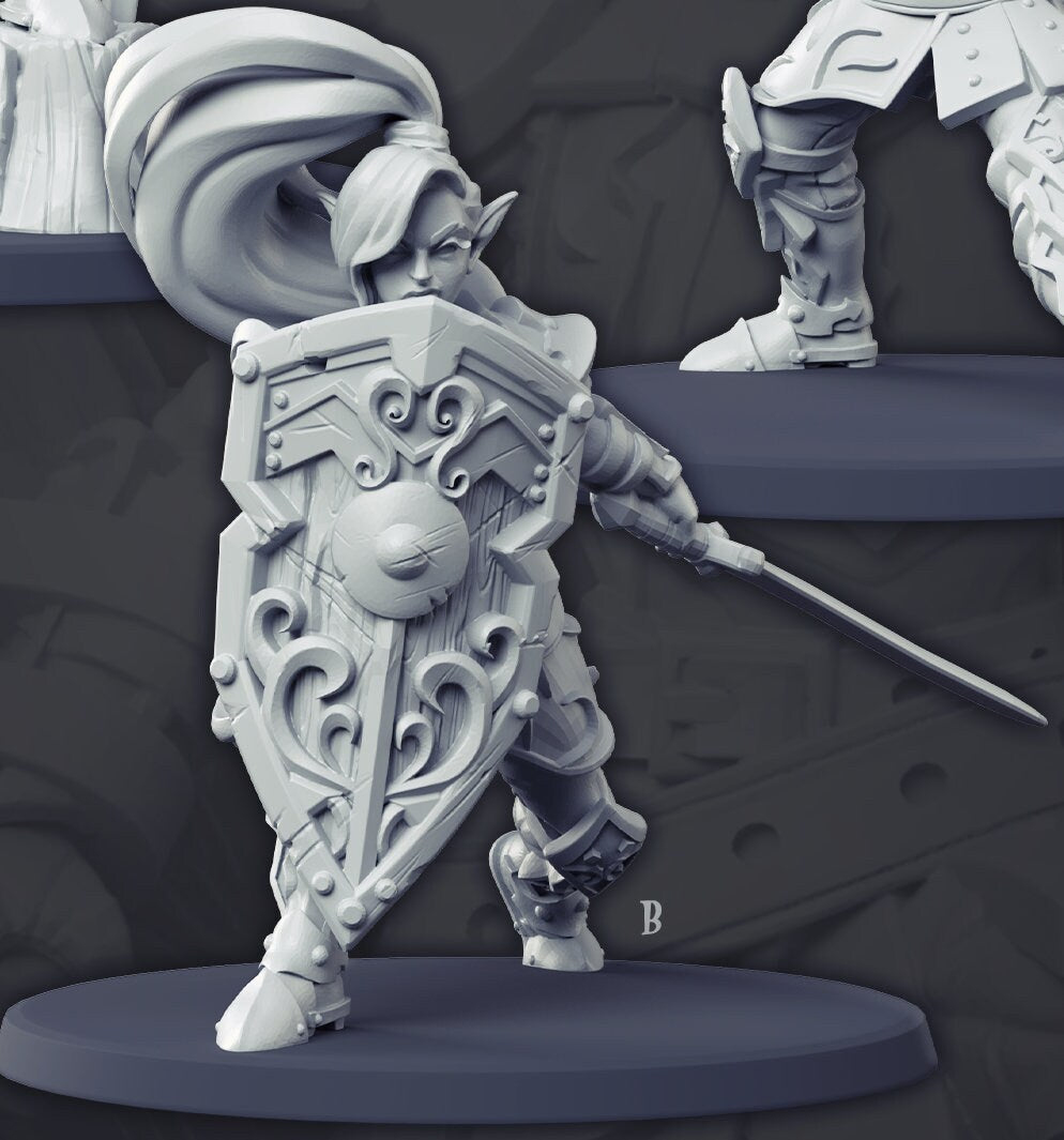 Female Elf Warrior Miniature | CastnPlay | Compatible with D&D/AoS | Fantasy
