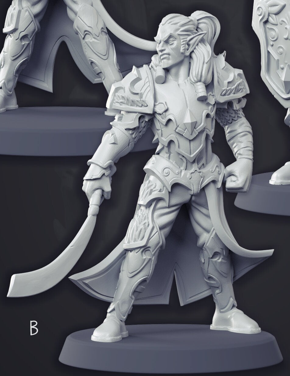 Elven Champion Miniature | CastnPlay | Compatible with D&D/AoS | Fantasy