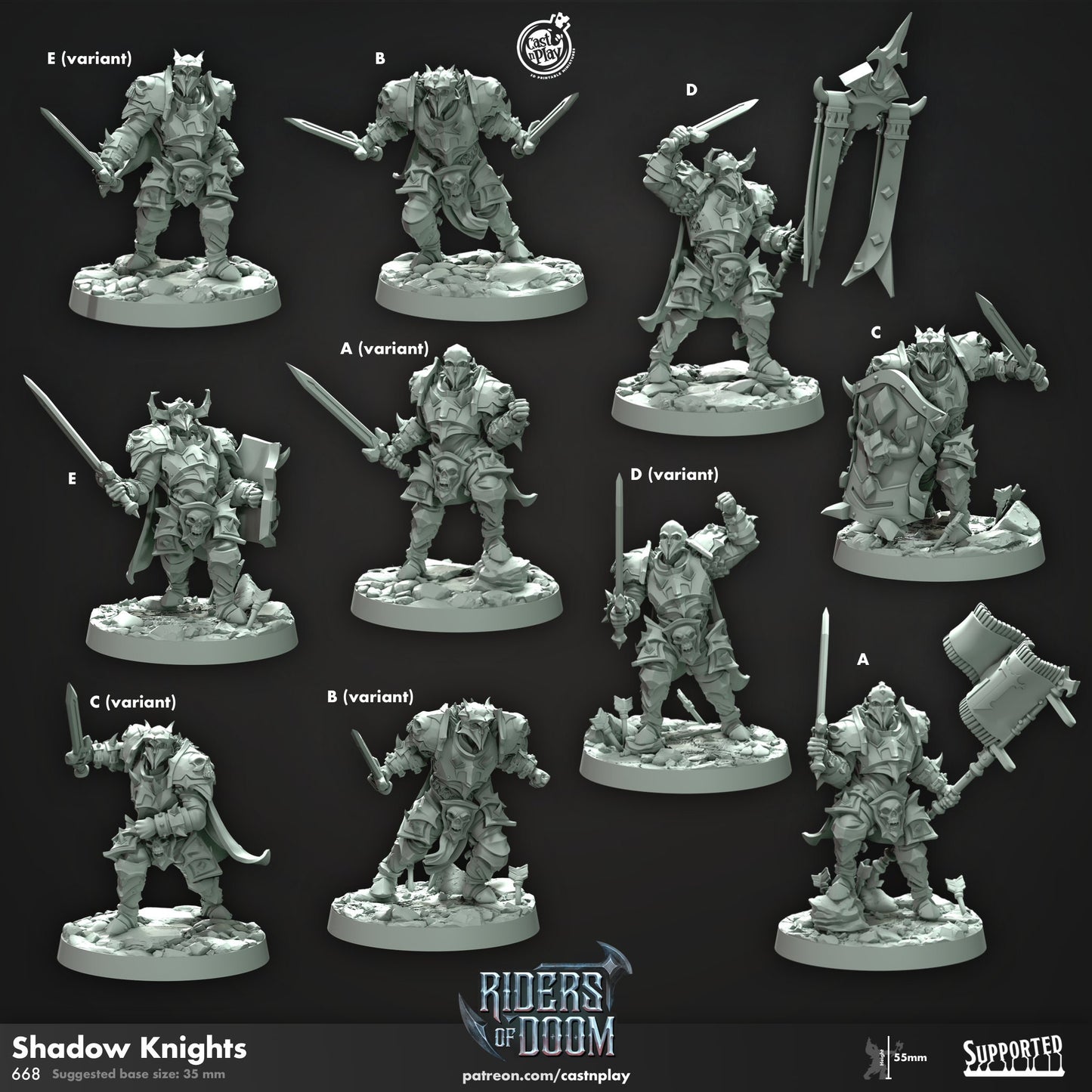 Shadow Knights | Fighter/Warrior | CastnPlay (Riders of Doom) | Compatible with D&D/AoS | Fantasy