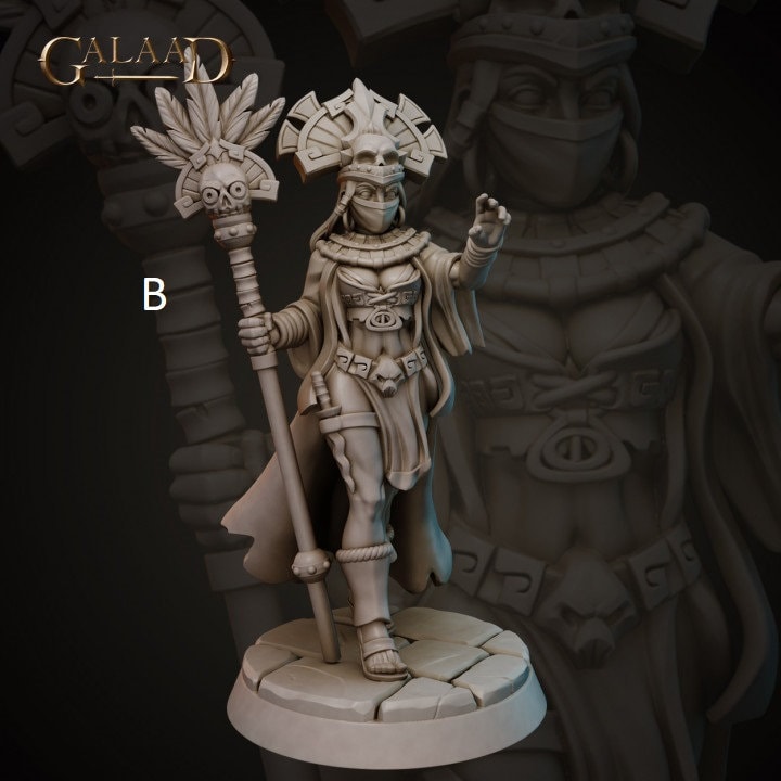Female Savage Sorceress | Galaad Miniatures | Compatible with D&D/AoS | Fantasy | Tabletop RPG