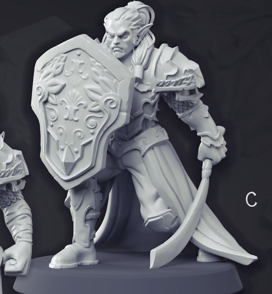 Elven Champion Miniature | CastnPlay | Compatible with D&D/AoS | Fantasy