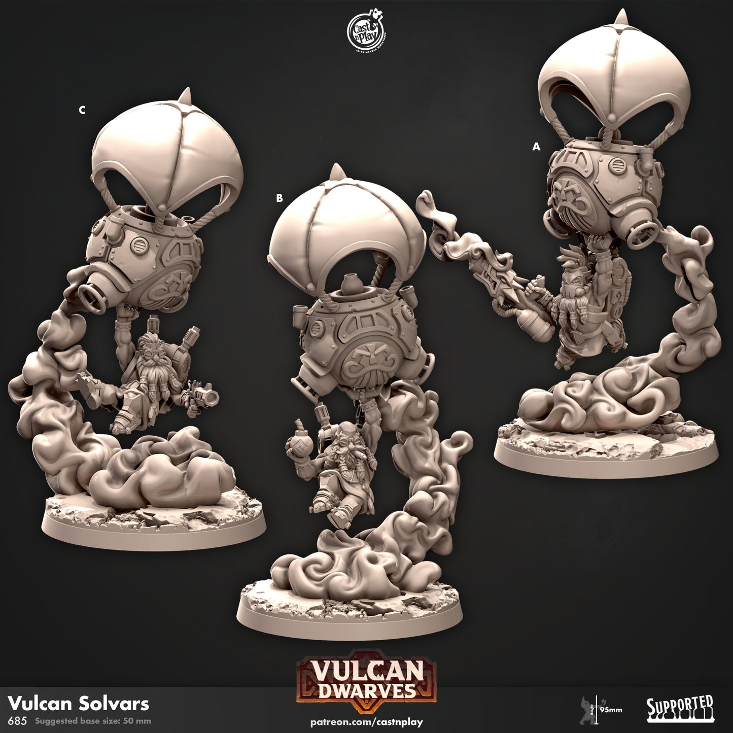 Dwarf Vulcanic Solvars Miniatures | Flyers | CastnPlay | Compatible with D&D/AoS | Fantasy