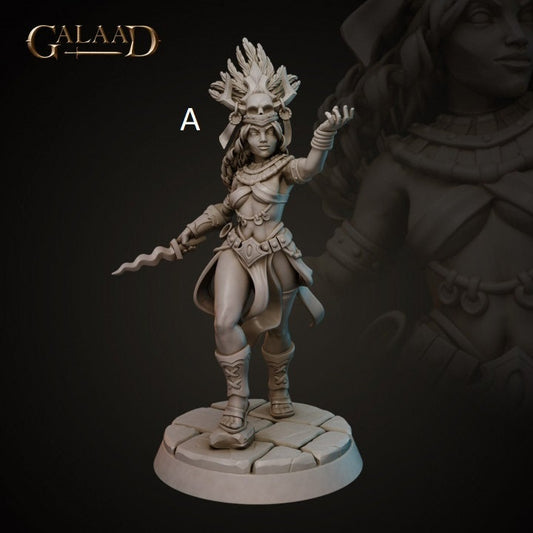 Female Savage Sorceress | Galaad Miniatures | Compatible with D&D/AoS | Fantasy | Tabletop RPG