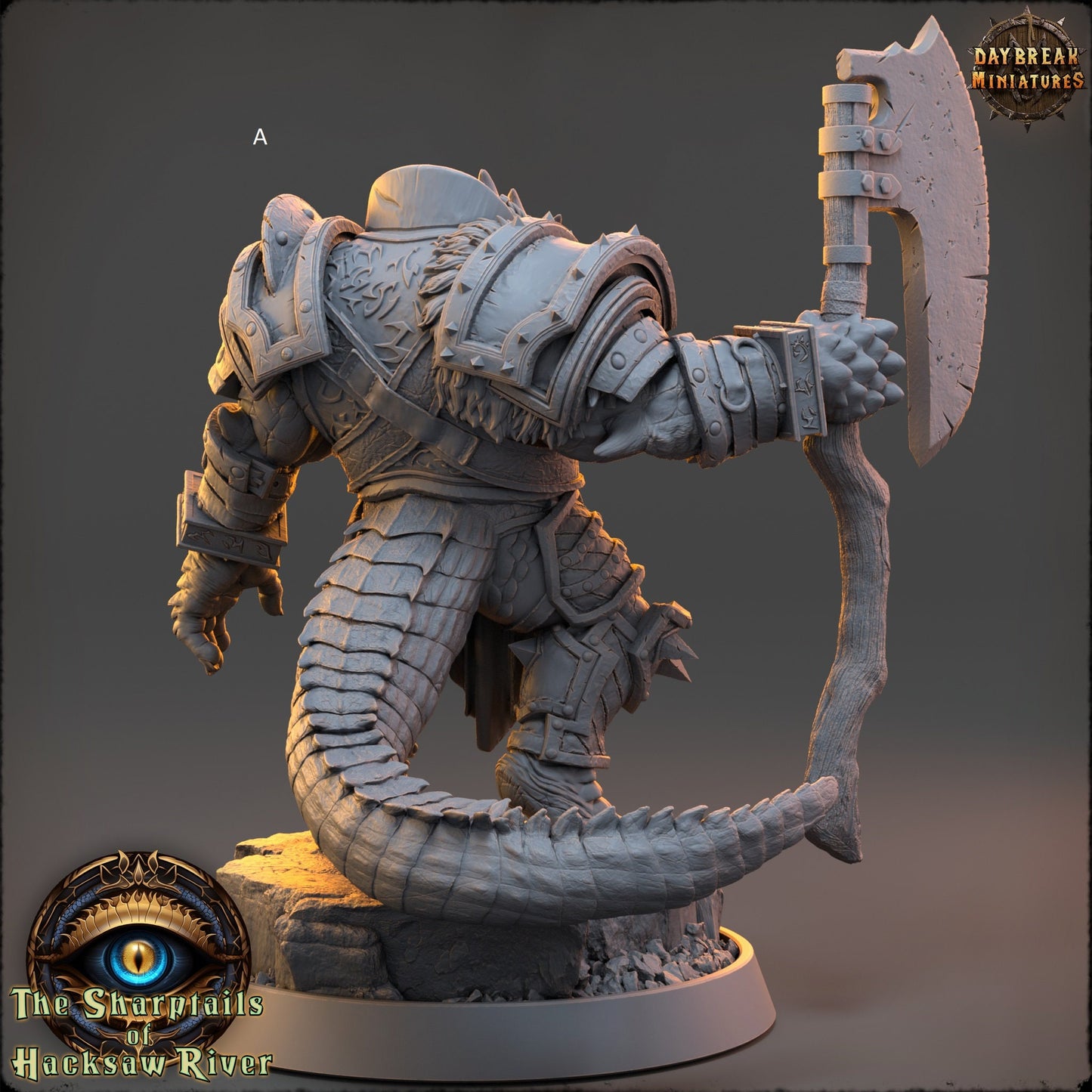 Crocodilian | Two handed Weapons | DayBreak Miniatures | Compatible with D&D/AOS | Fantasy | Tabletop