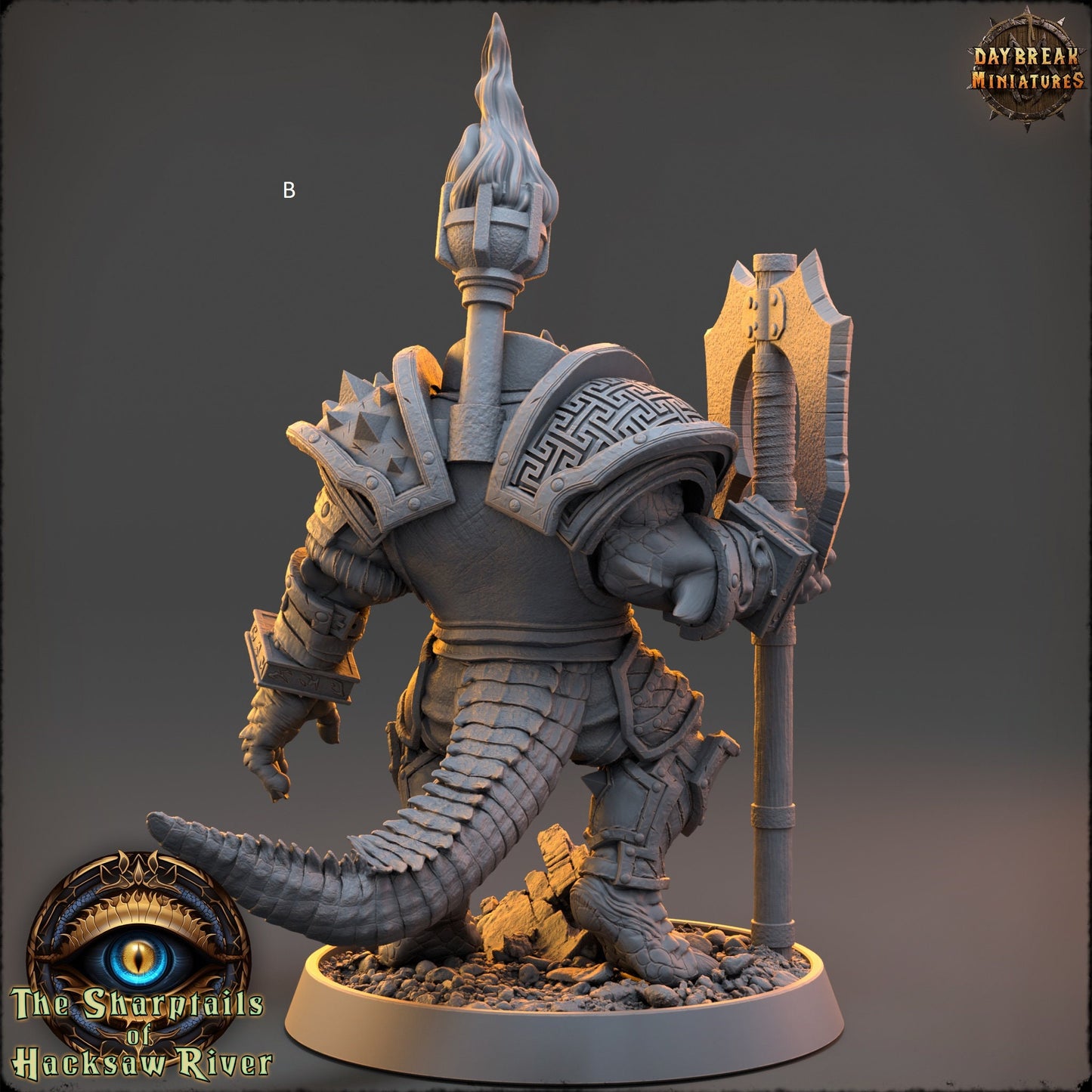 Crocodilian | Two handed Weapons | DayBreak Miniatures | Compatible with D&D/AOS | Fantasy | Tabletop