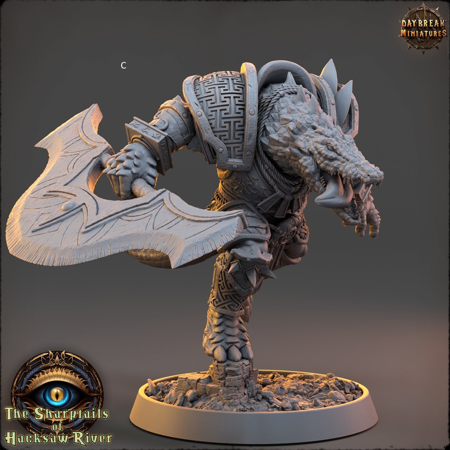 Crocodilian | Two handed Weapons | DayBreak Miniatures | Compatible with D&D/AOS | Fantasy | Tabletop