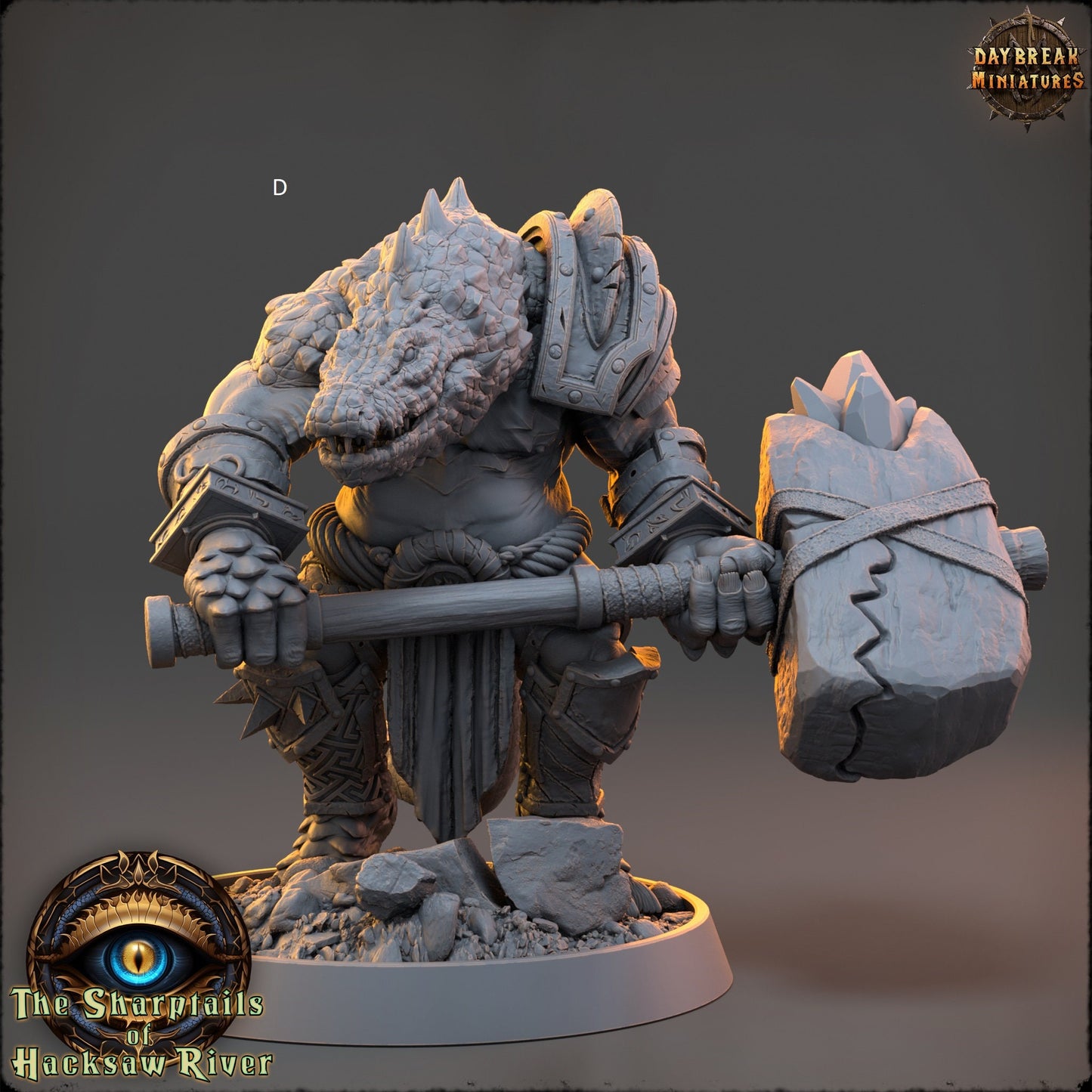 Crocodilian | Two handed Weapons | DayBreak Miniatures | Compatible with D&D/AOS | Fantasy | Tabletop