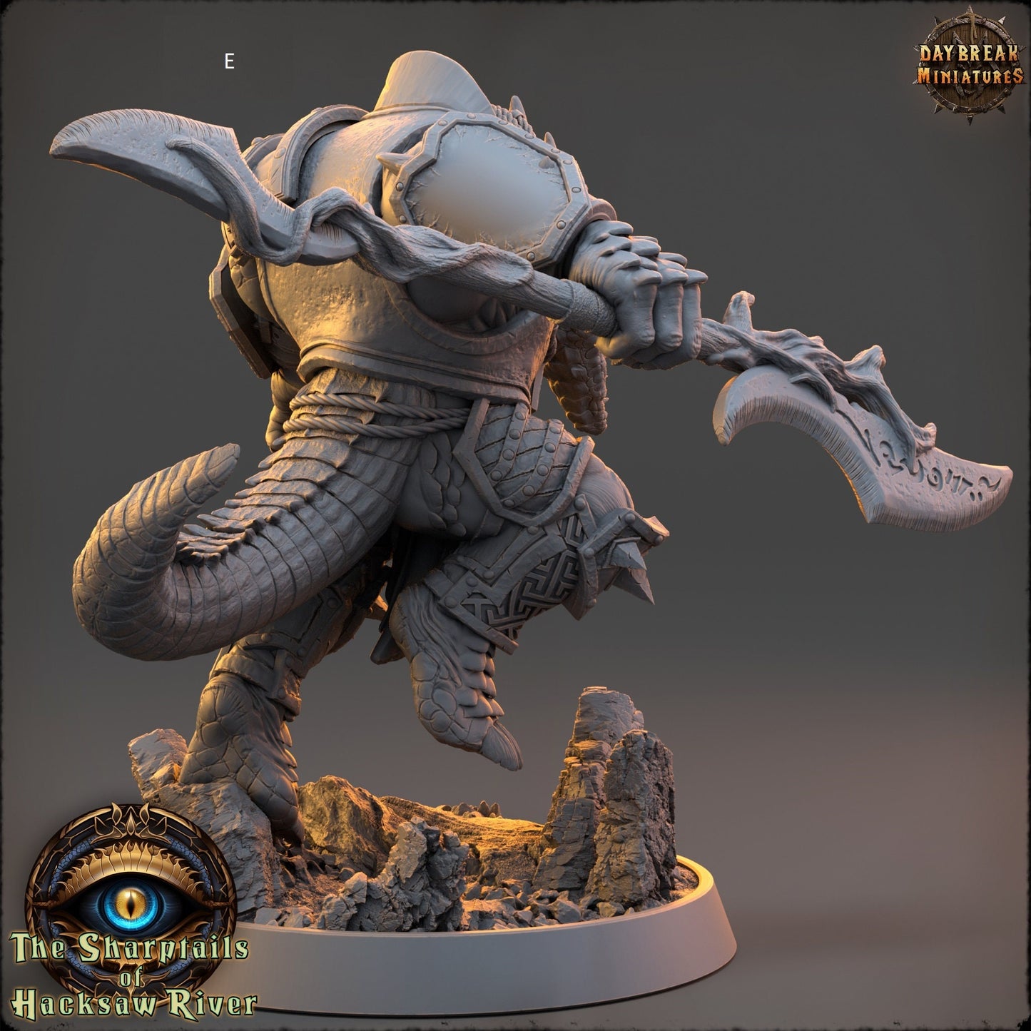 Crocodilian | Two handed Weapons | DayBreak Miniatures | Compatible with D&D/AOS | Fantasy | Tabletop