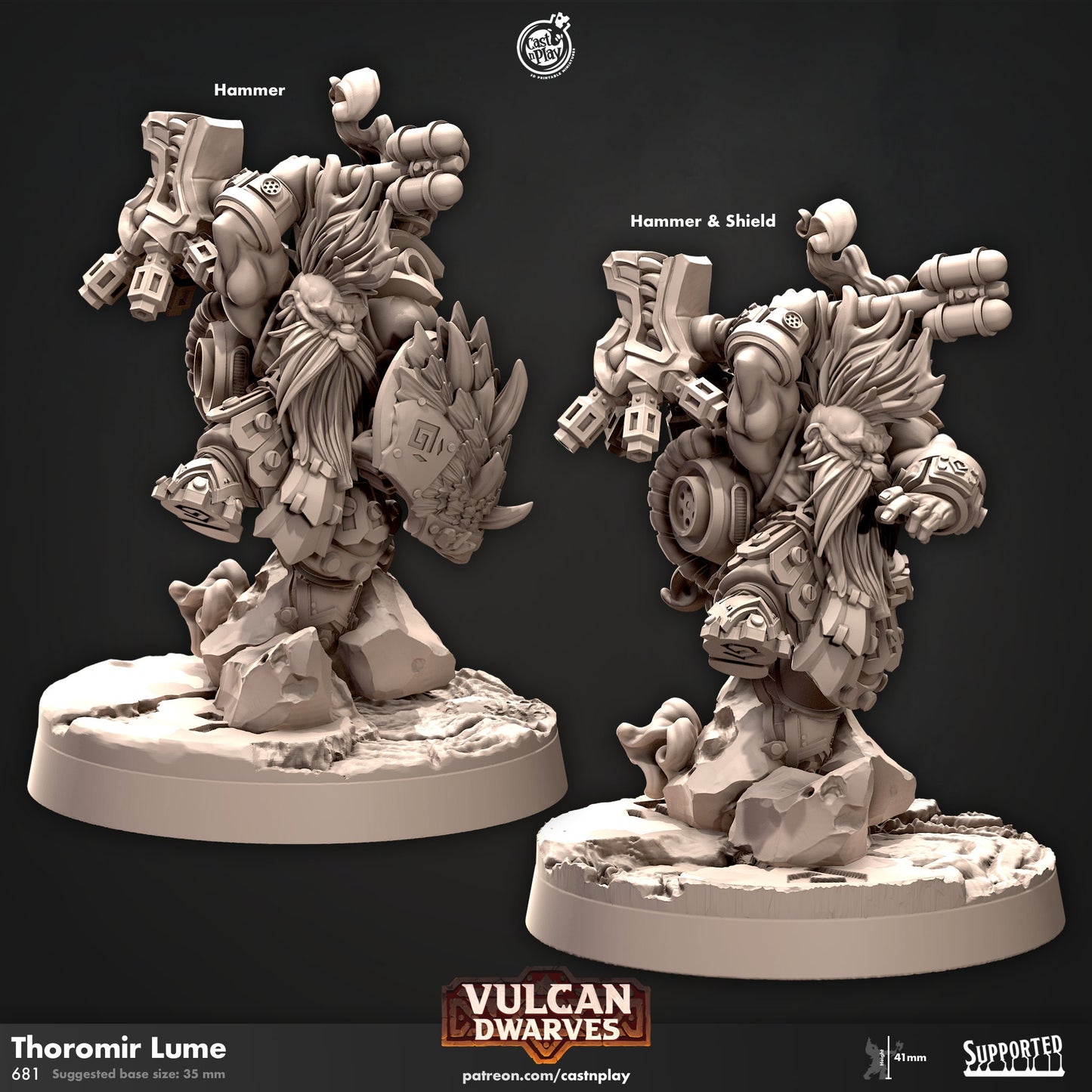 Dwarf Lord Thoromir Lume Miniature | CastnPlay | Compatible with D&D/AoS | Fantasy