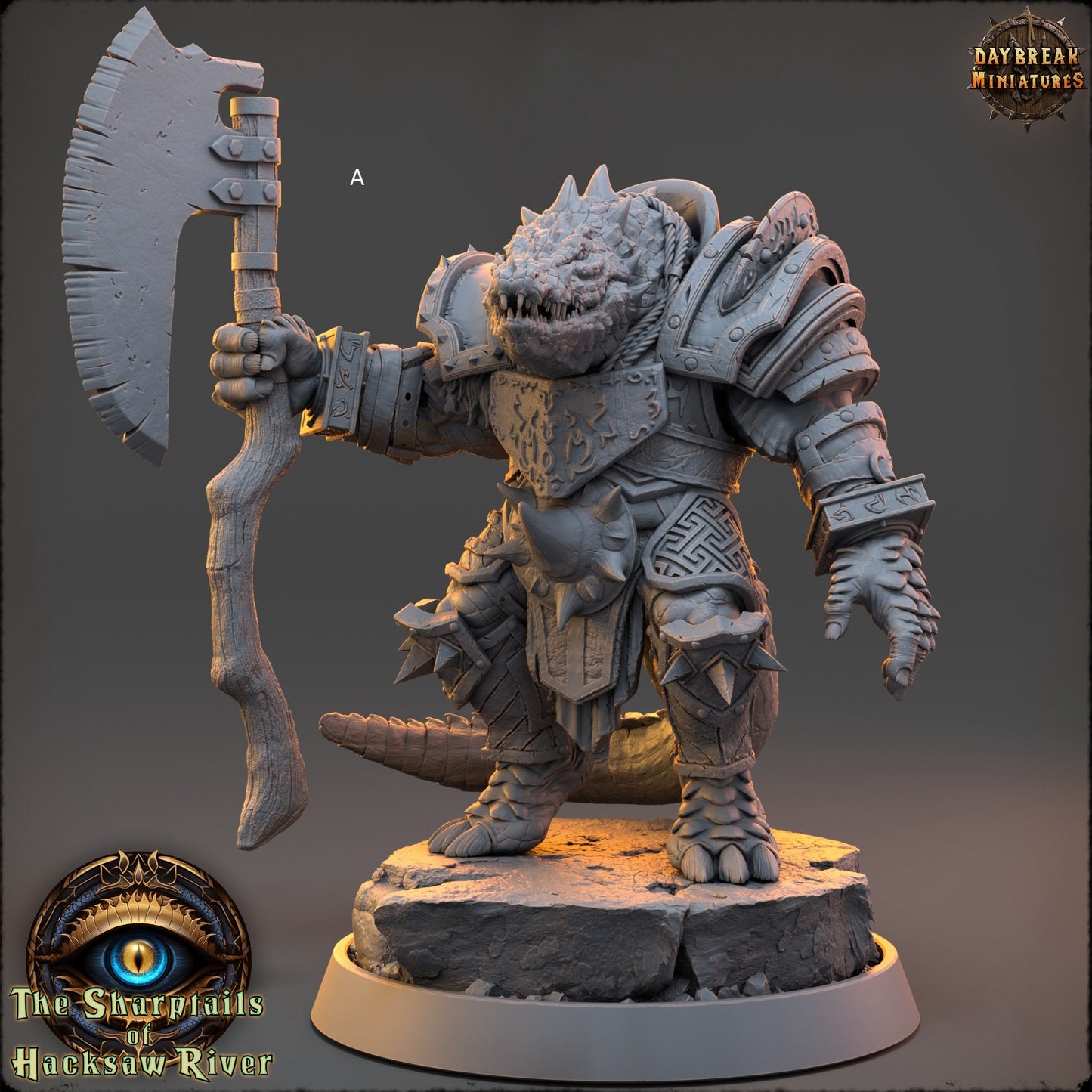 Crocodilian | Two handed Weapons | DayBreak Miniatures | Compatible with D&D/AOS | Fantasy | Tabletop