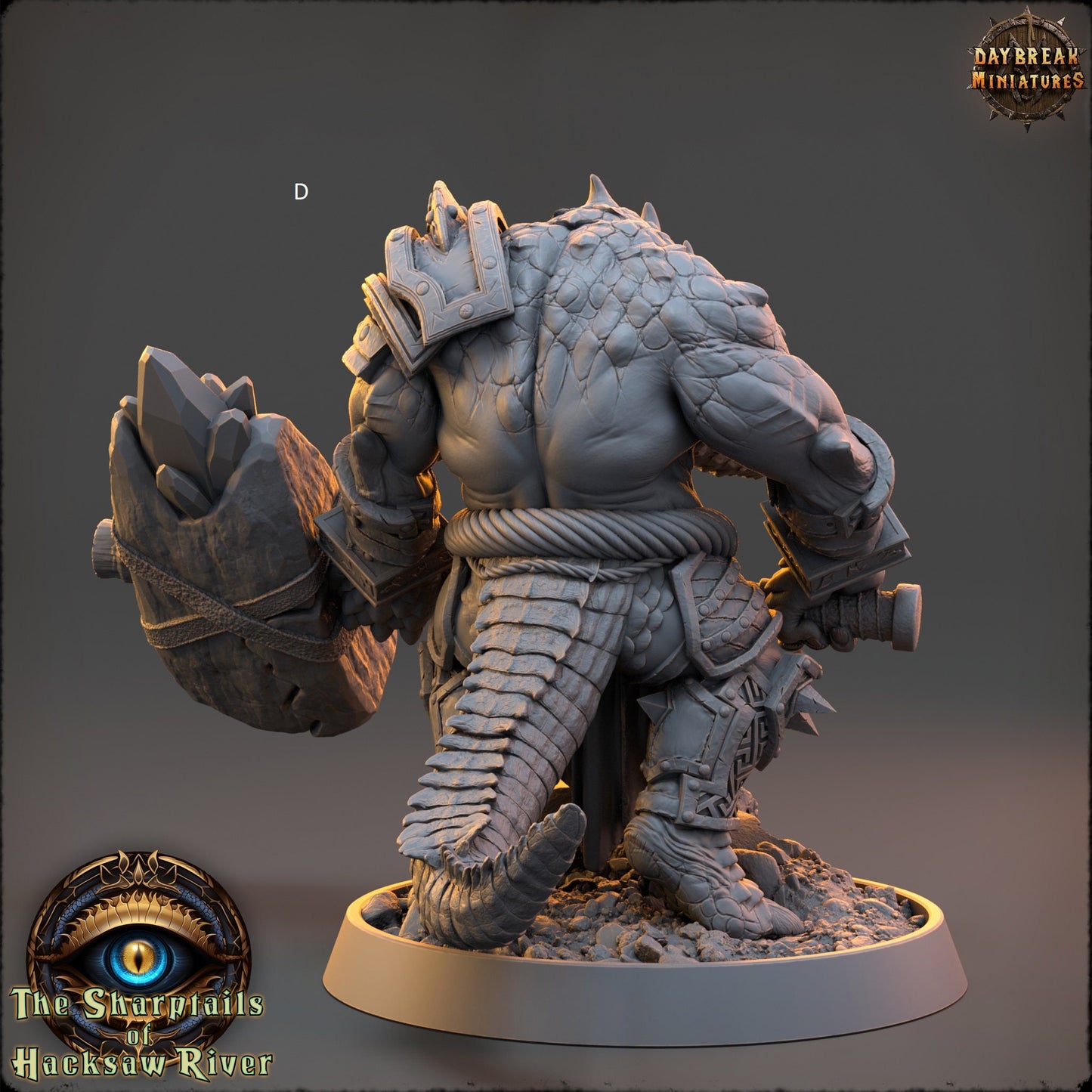 Crocodilian | Two handed Weapons | DayBreak Miniatures | Compatible with D&D/AOS | Fantasy | Tabletop