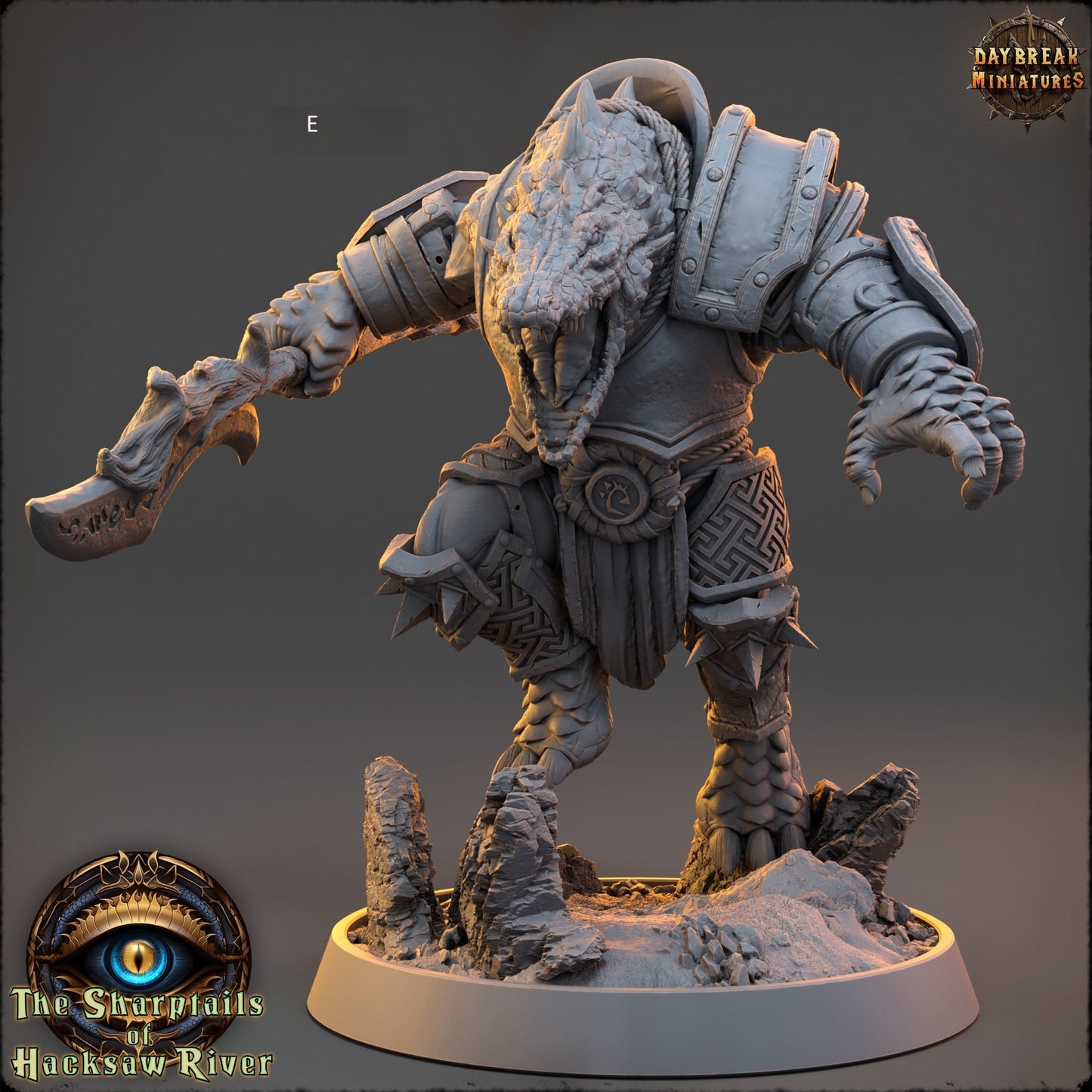 Crocodilian | Two handed Weapons | DayBreak Miniatures | Compatible with D&D/AOS | Fantasy | Tabletop