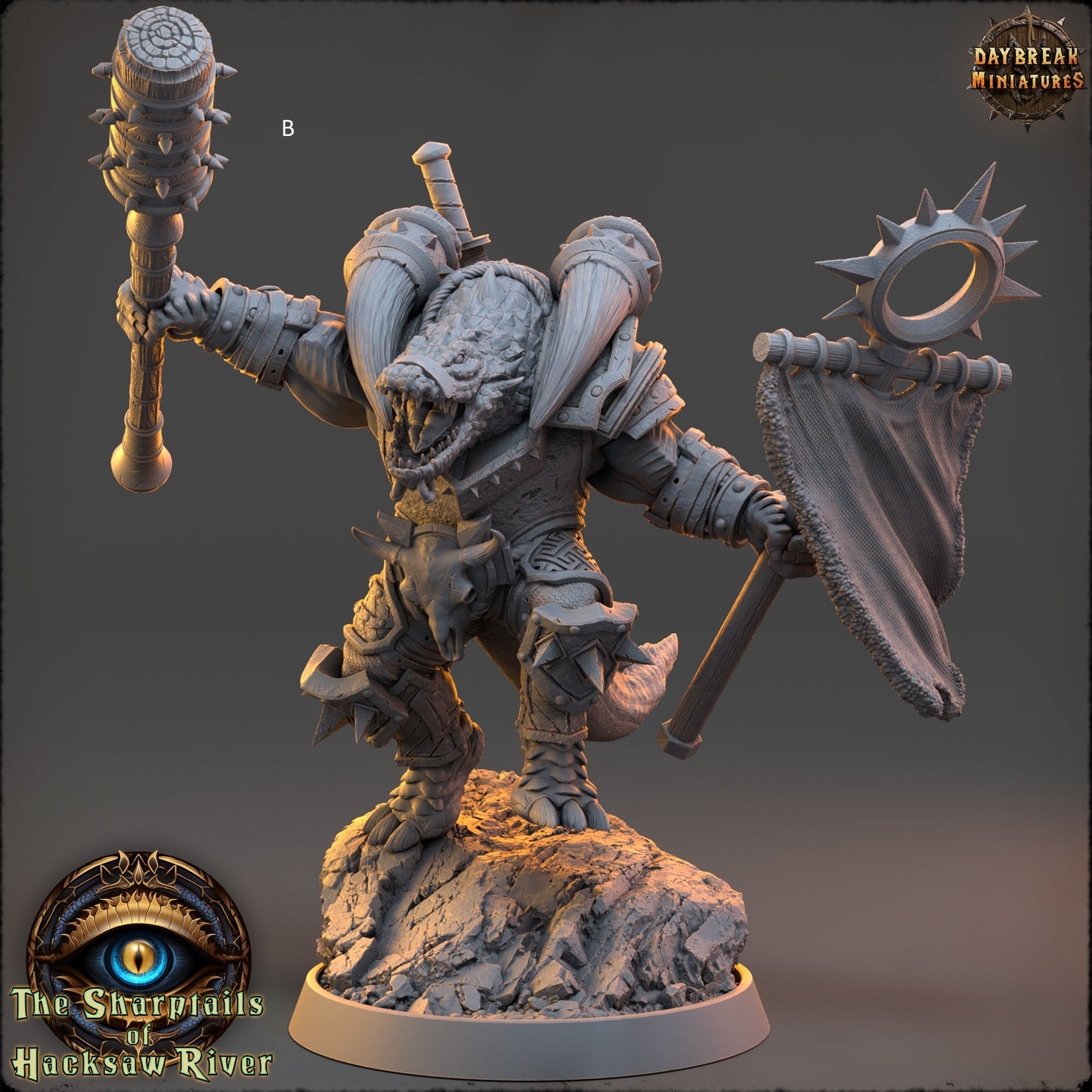 Crocodilian | Captain Retinue | DayBreak Miniatures | Compatible with D&D/AOS | Fantasy | Tabletop