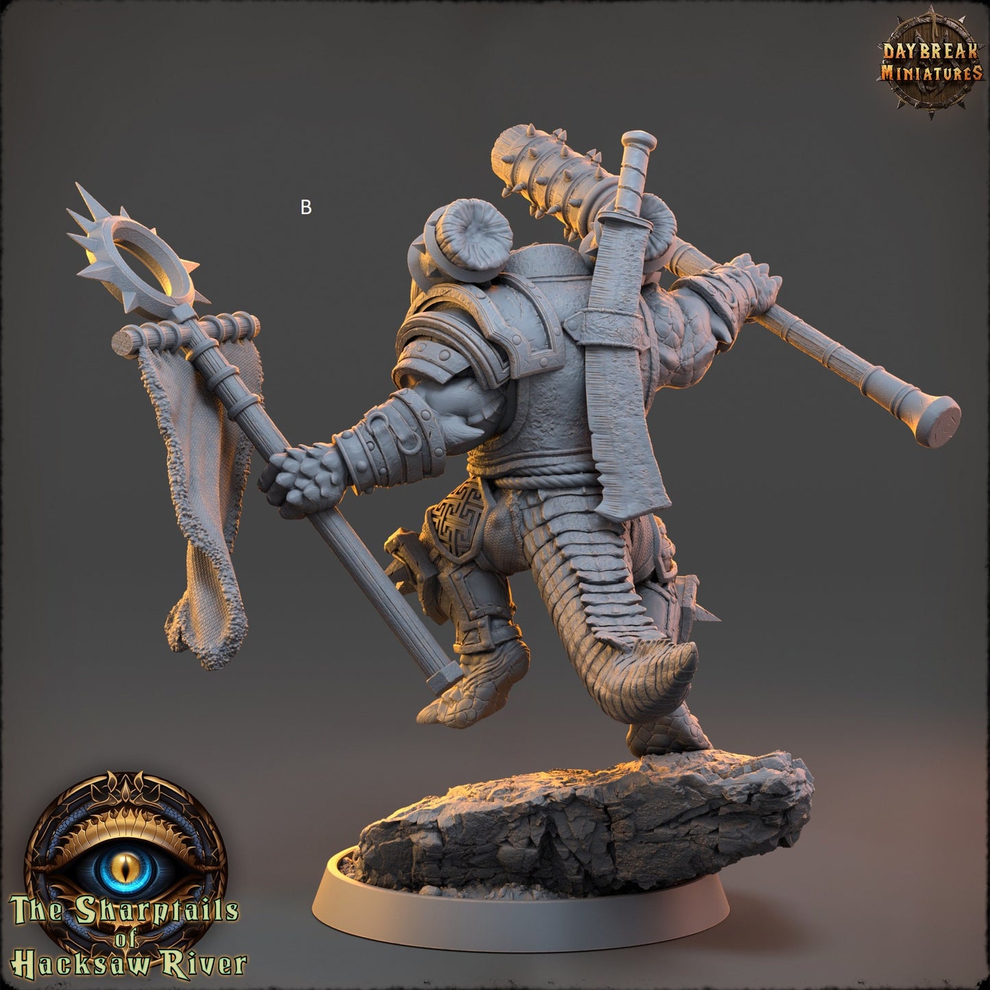Crocodilian | Captain Retinue | DayBreak Miniatures | Compatible with D&D/AOS | Fantasy | Tabletop