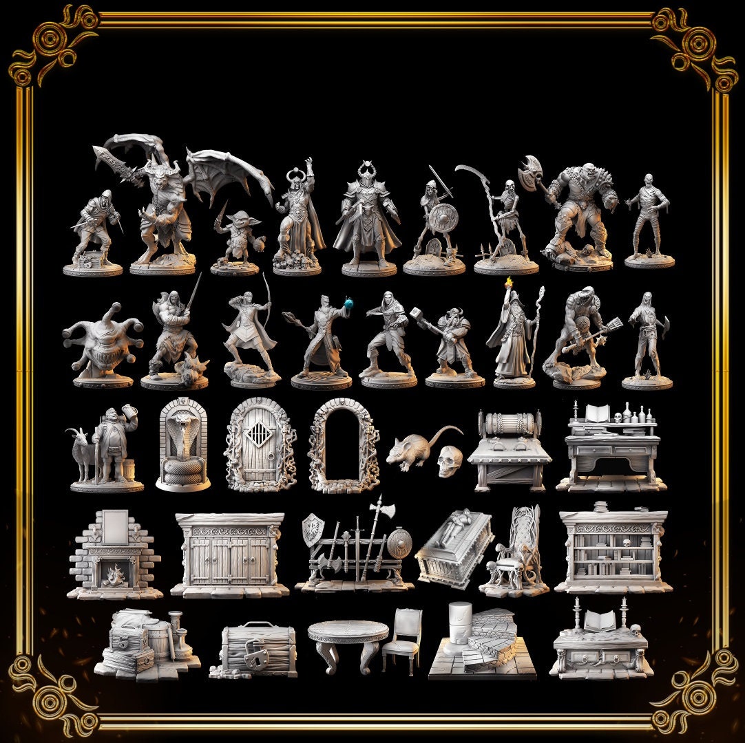 Masters of Dungeon Quest | Full Set 32mm | Primal Collectibles | Compatible with D&D/AoS | Fantasy