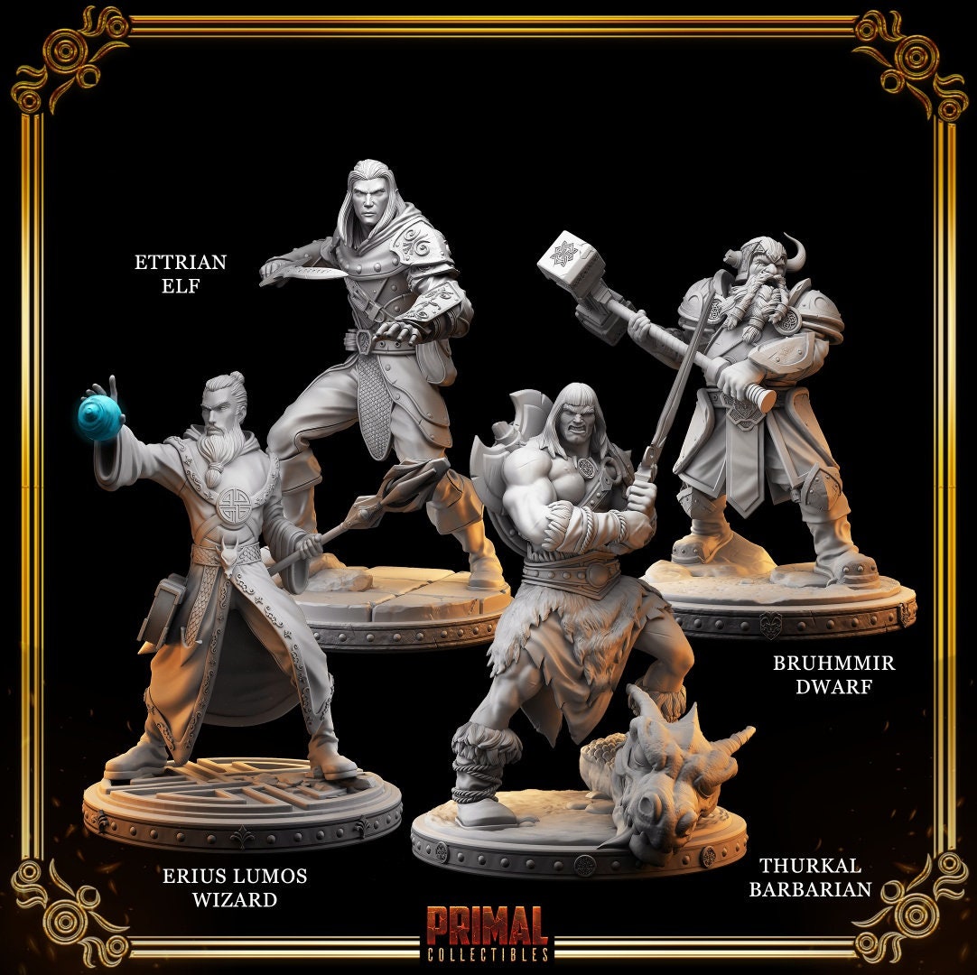 Masters of Dungeon Quest | Full Set 32mm | Primal Collectibles | Compatible with D&D/AoS | Fantasy