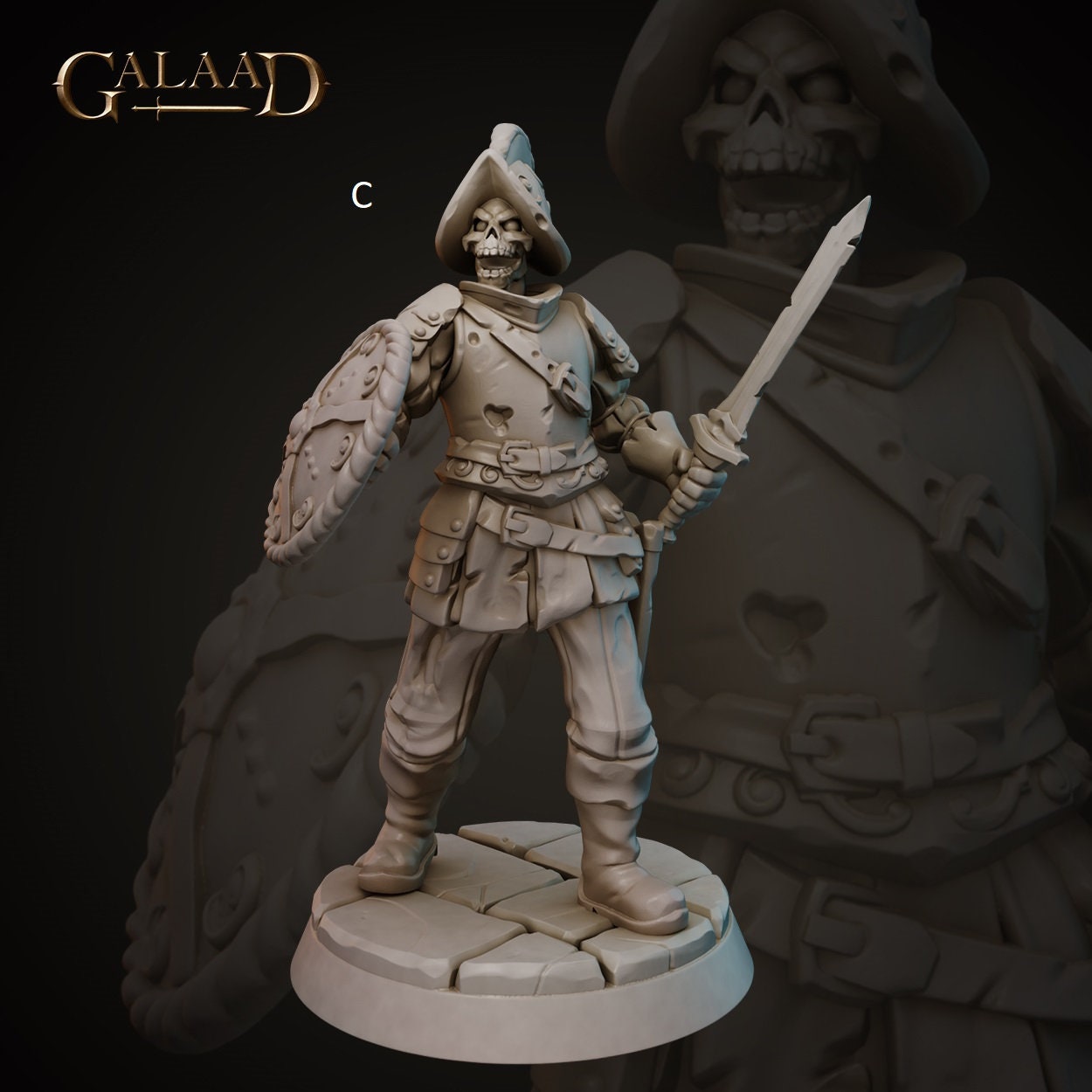 Undead Conquistador Soldier Skeleton | Galaad Miniatures | Compatible with D&D/AoS | Fantasy | Tabletop RPG
