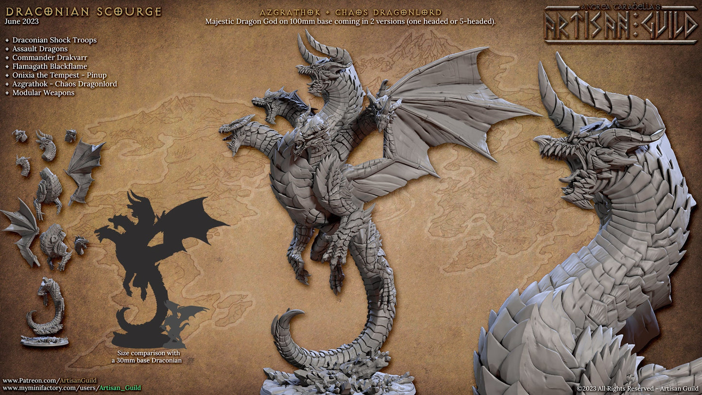 Azgrathok Chaos Dragon Lord | Artisan Guild Miniatures | Compatible with D&D/AoS | Fantasy | Tabletop RPG