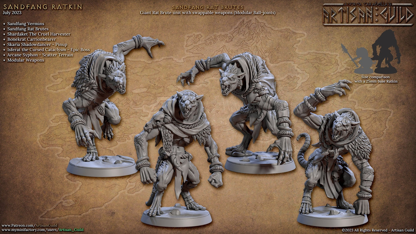 Ratkin Brute | Artisan Guild Miniatures | Compatible with D&D/AoS | Fantasy | Tabletop RPG