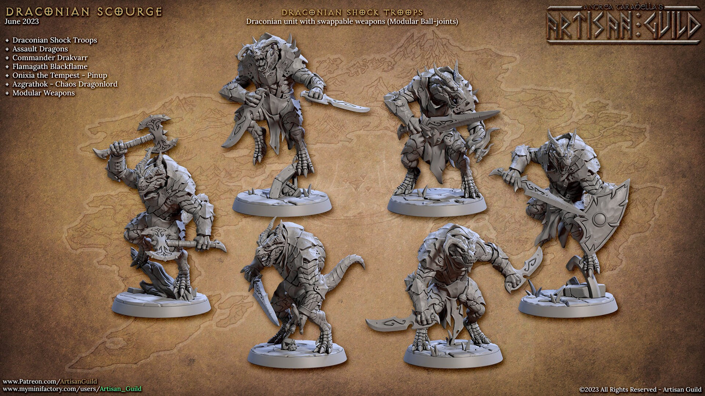 Draconian Shock troops | Artisan Guild Miniatures | Compatible with D&D/AoS | Fantasy | Tabletop RPG