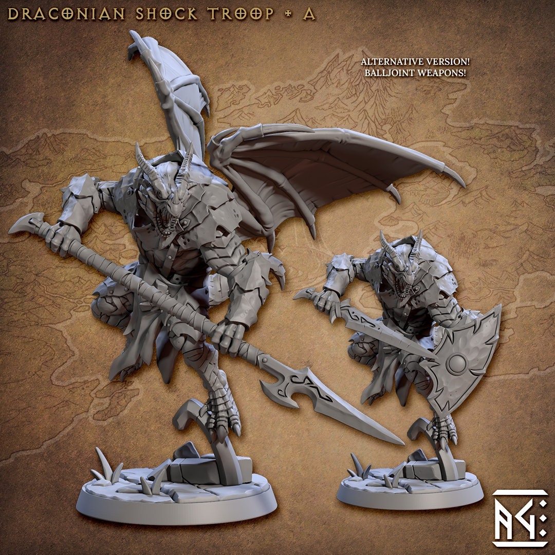Draconian Shock troops | Artisan Guild Miniatures | Compatible with D&D/AoS | Fantasy | Tabletop RPG