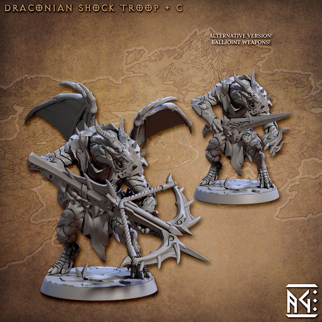 Draconian Shock troops | Artisan Guild Miniatures | Compatible with D&D/AoS | Fantasy | Tabletop RPG