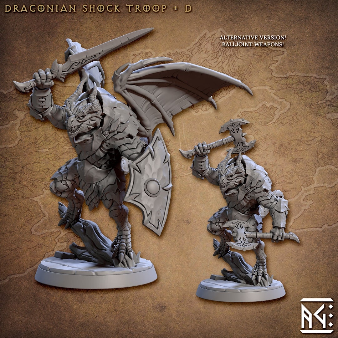 Draconian Shock troops | Artisan Guild Miniatures | Compatible with D&D/AoS | Fantasy | Tabletop RPG