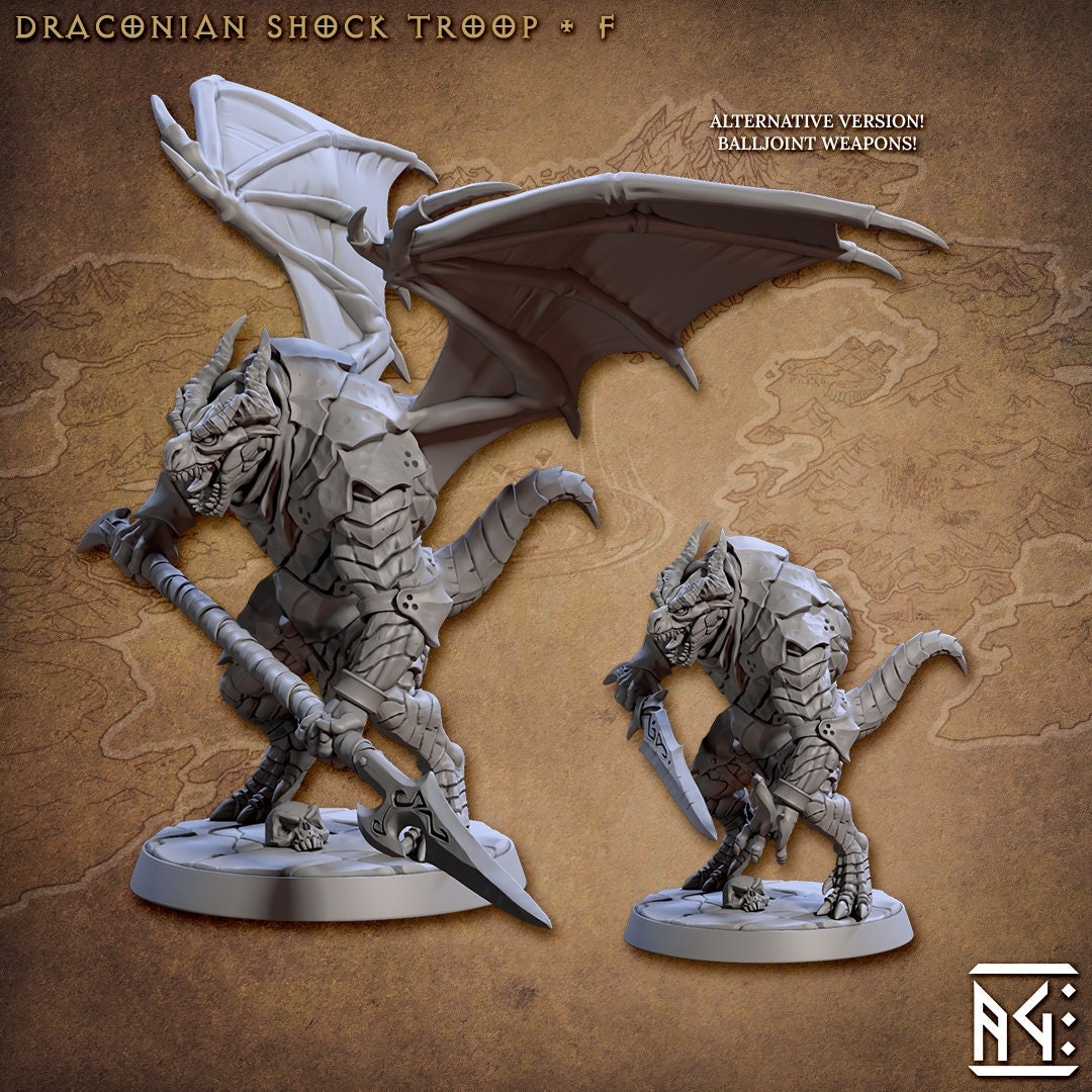 Draconian Shock troops | Artisan Guild Miniatures | Compatible with D&D/AoS | Fantasy | Tabletop RPG